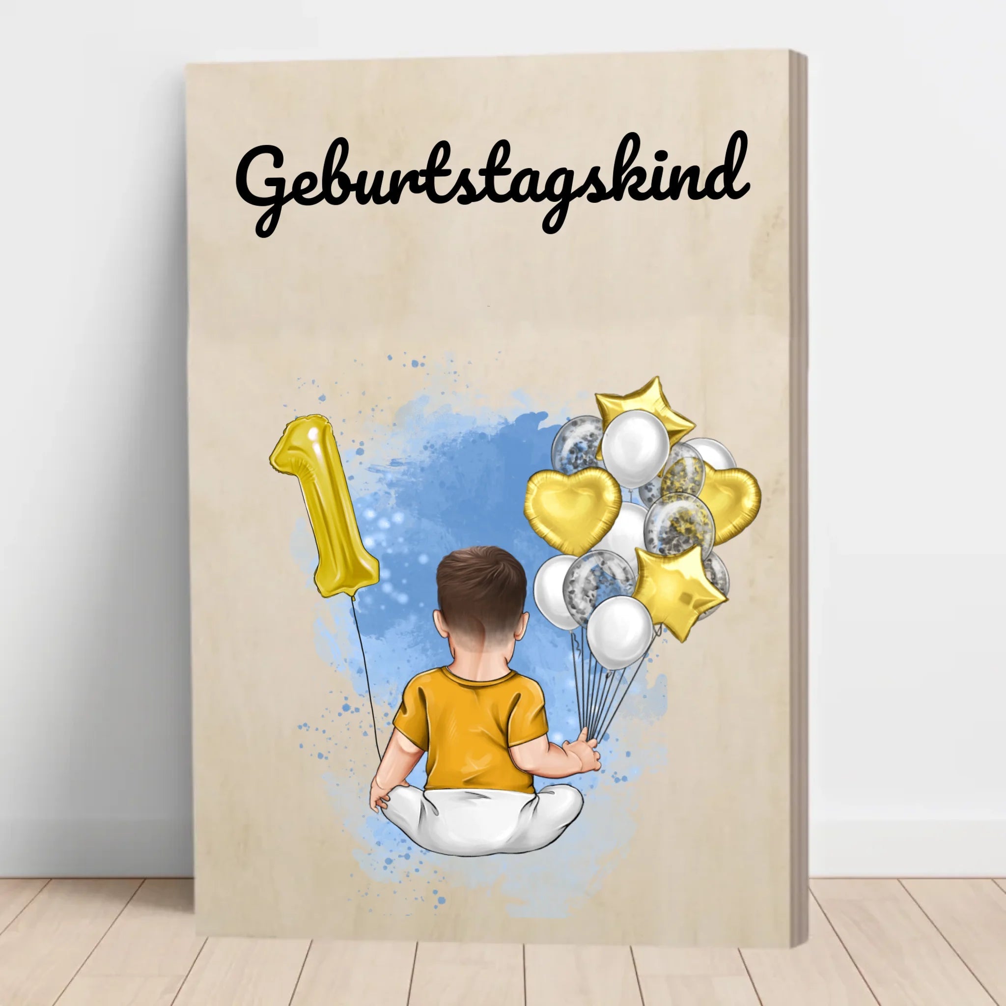 1. Kindergeburtstag Junge Holzbild Geschenk mit Namen - Cantty