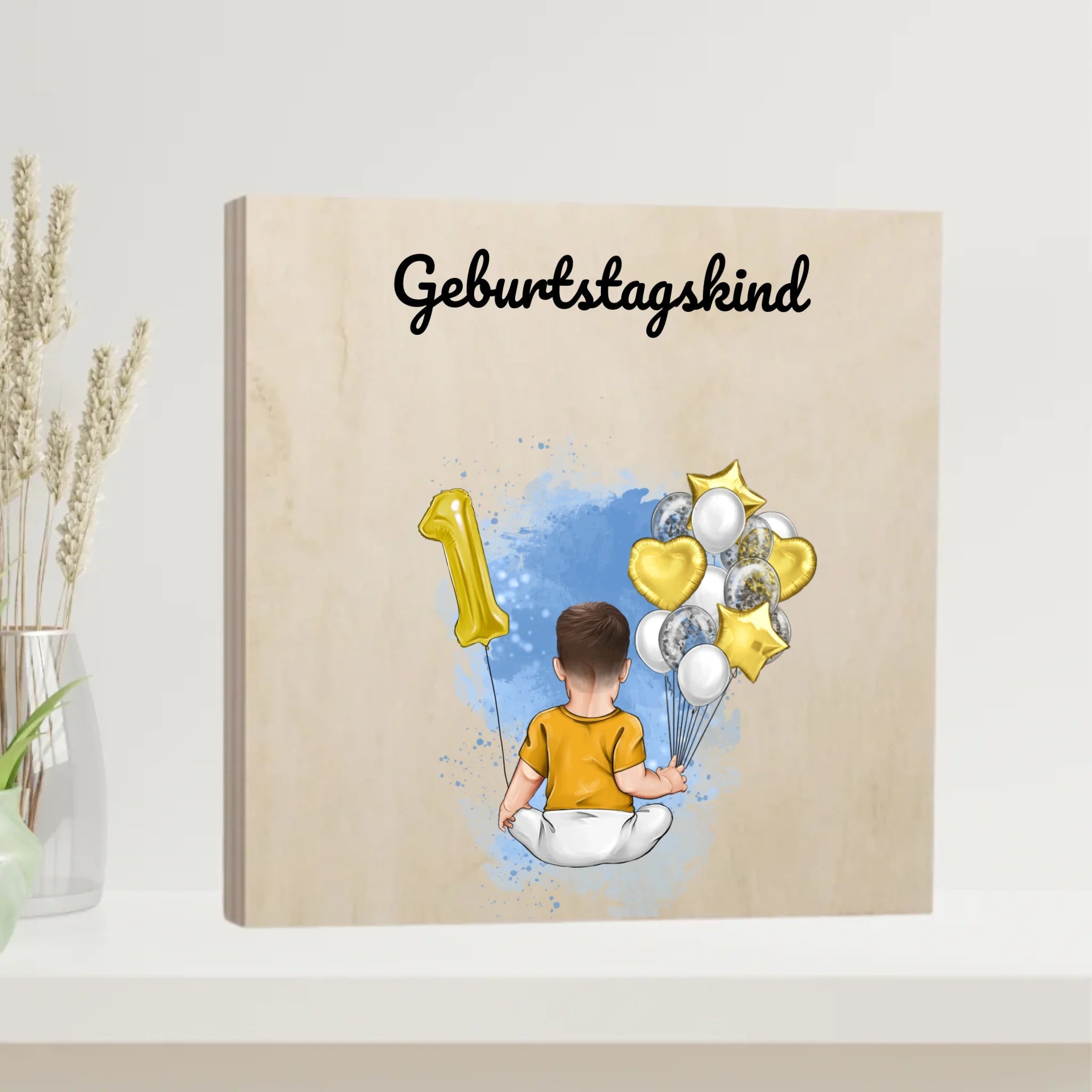 1. Kindergeburtstag Junge Holzbild Geschenk mit Namen - Cantty
