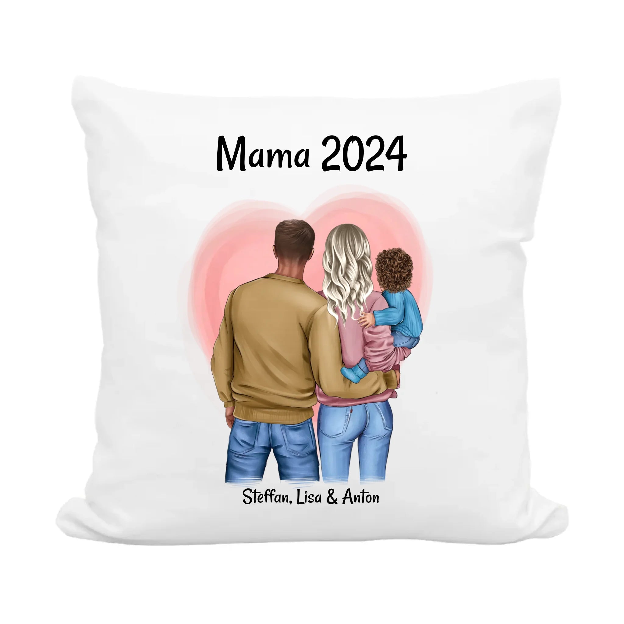 1 Muttertagsgeschenk Kissen Familie mit Kind Bild personalisiert - Cantty