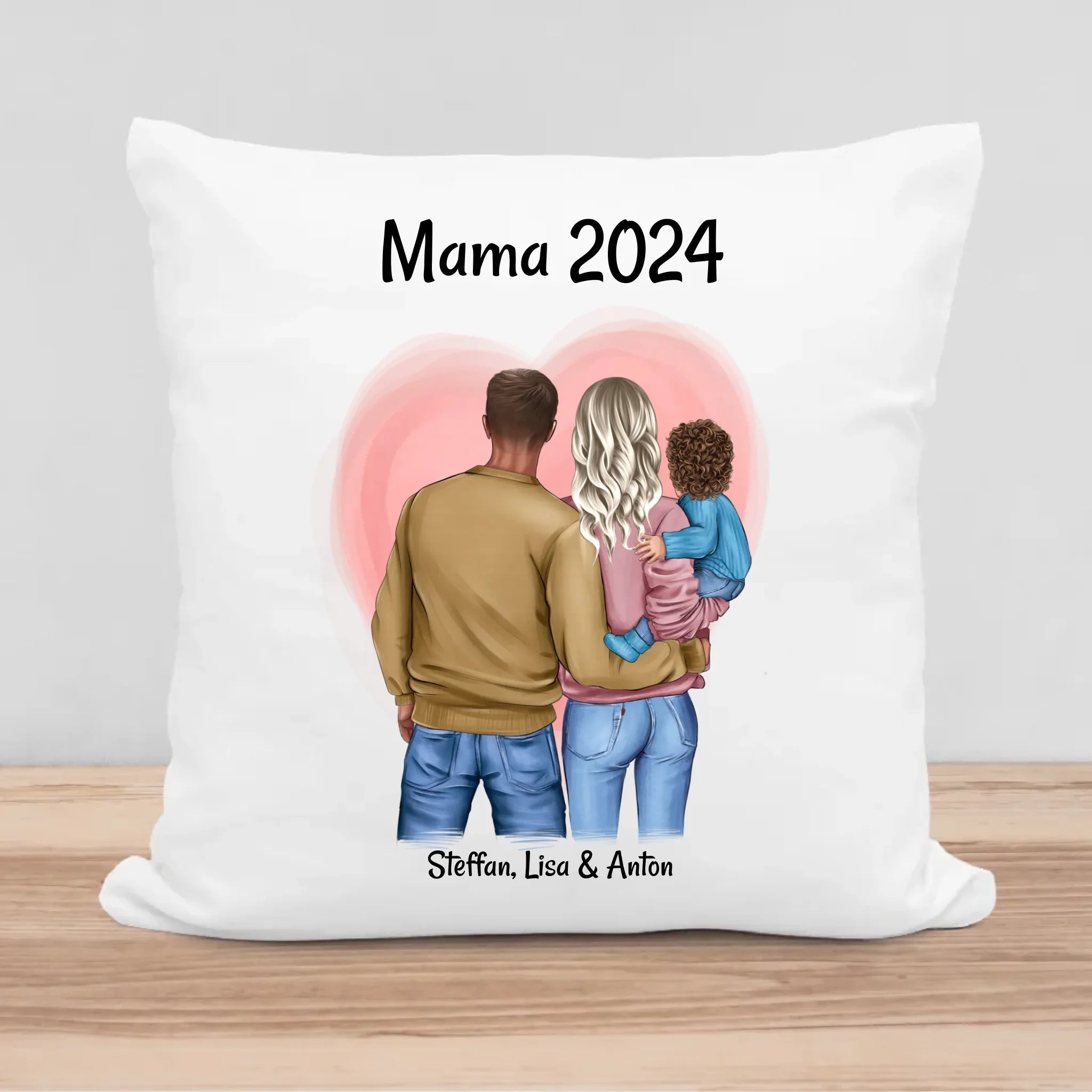 1 Muttertagsgeschenk Kissen Familie mit Kind Bild personalisiert - Cantty