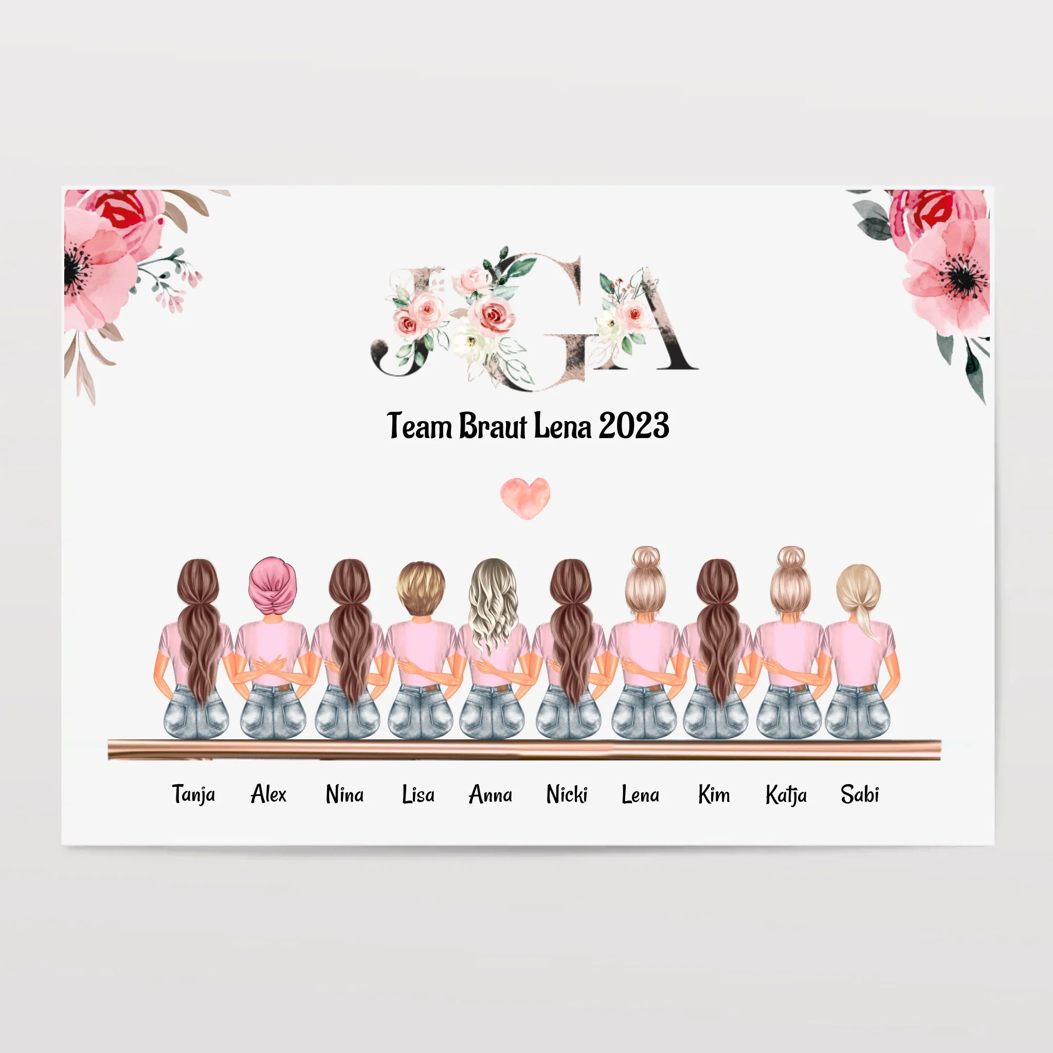 10 Freundinnen Geschenk Bild personalisiert - Cantty