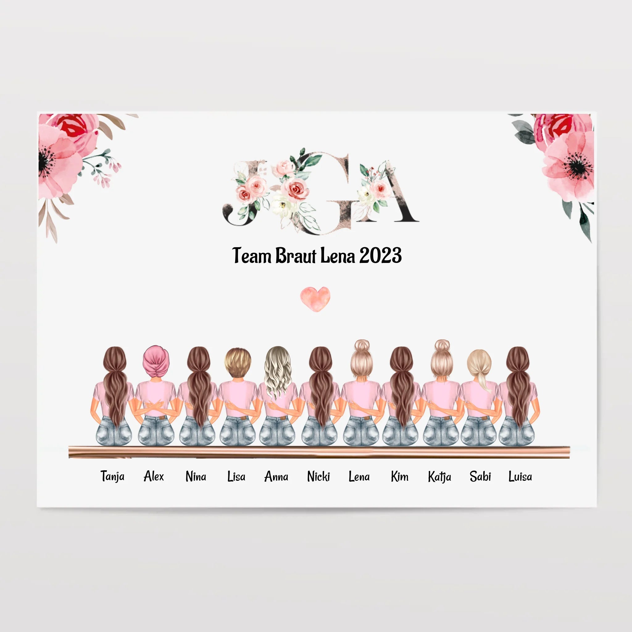 11 Freundinnen JGA Bild Geschenk personalisiert - Cantty