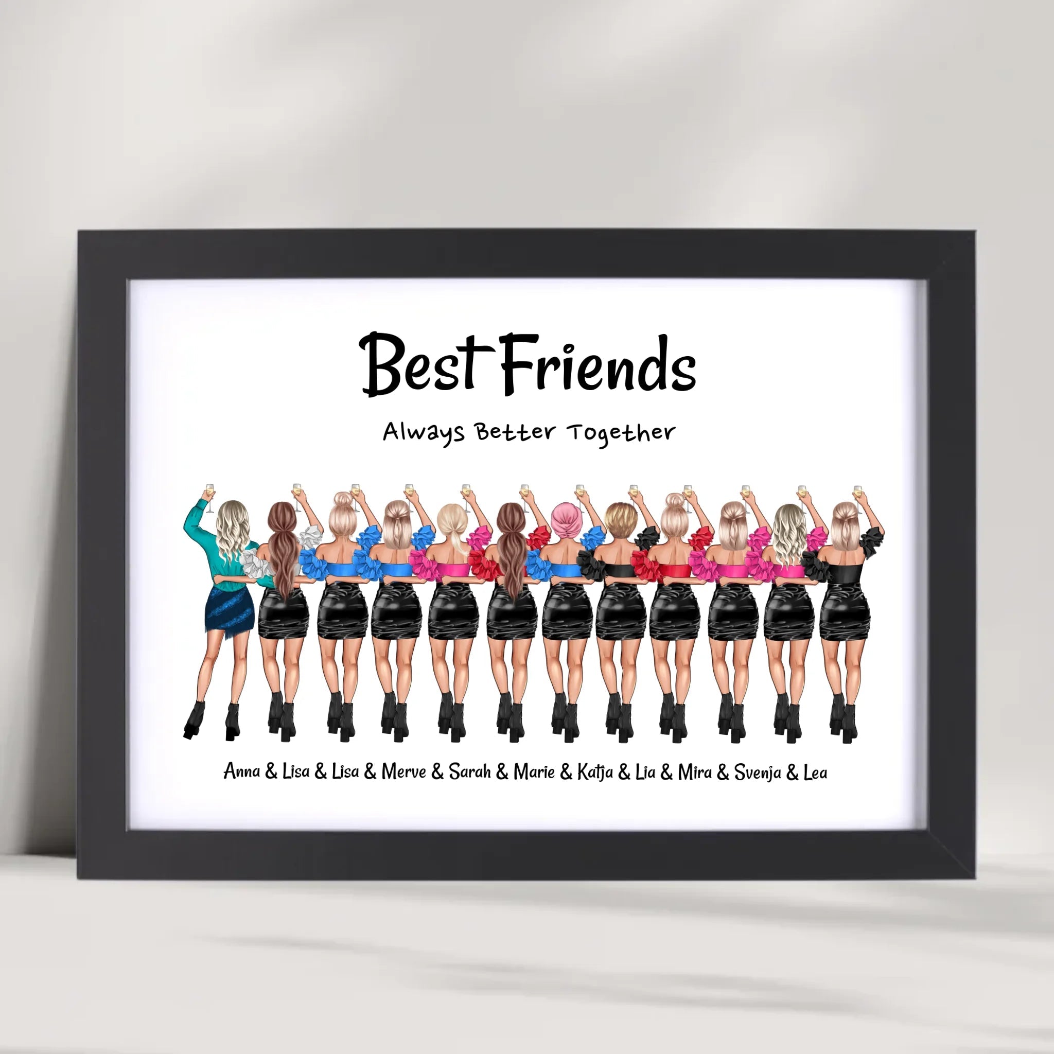 12 Freundinnen Bild Geschenk mit Spruch personalisiert - Cantty