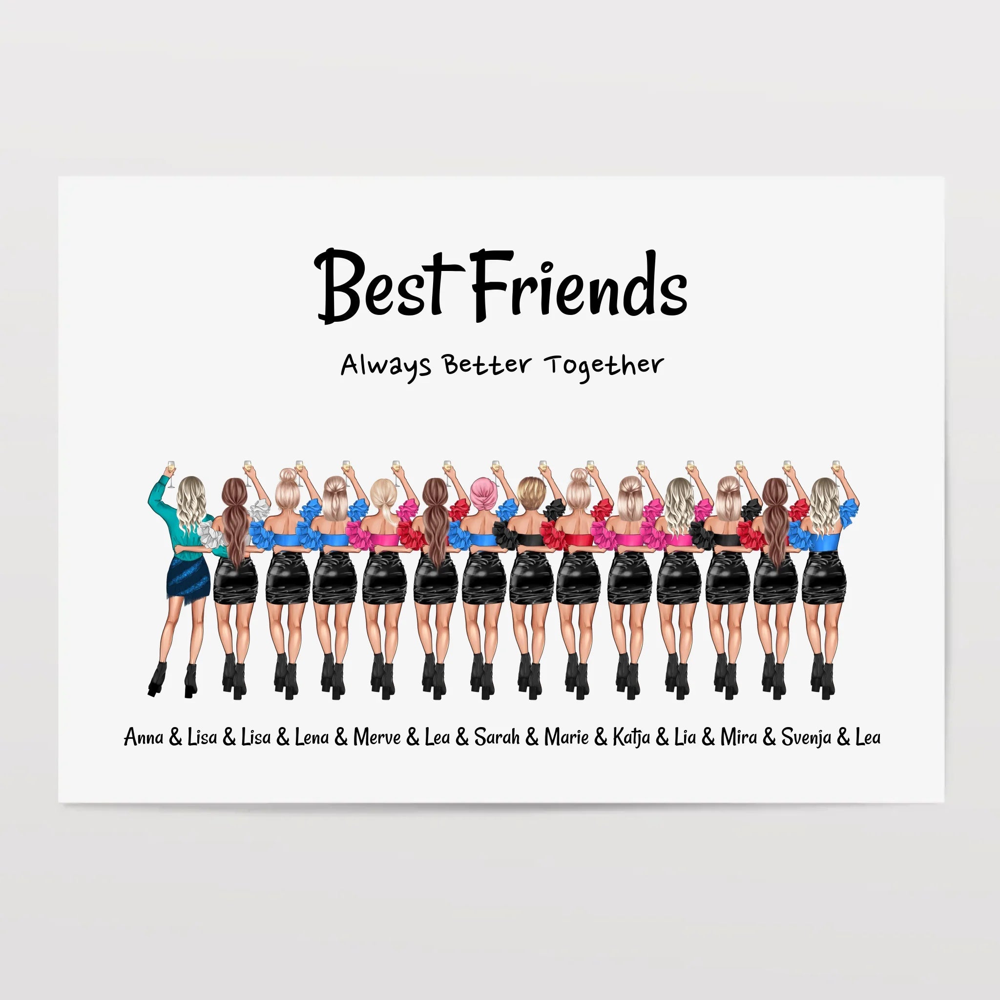 14 Freundinnen Geschenk personalisiert Frauen Poster mit Spruch - Cantty