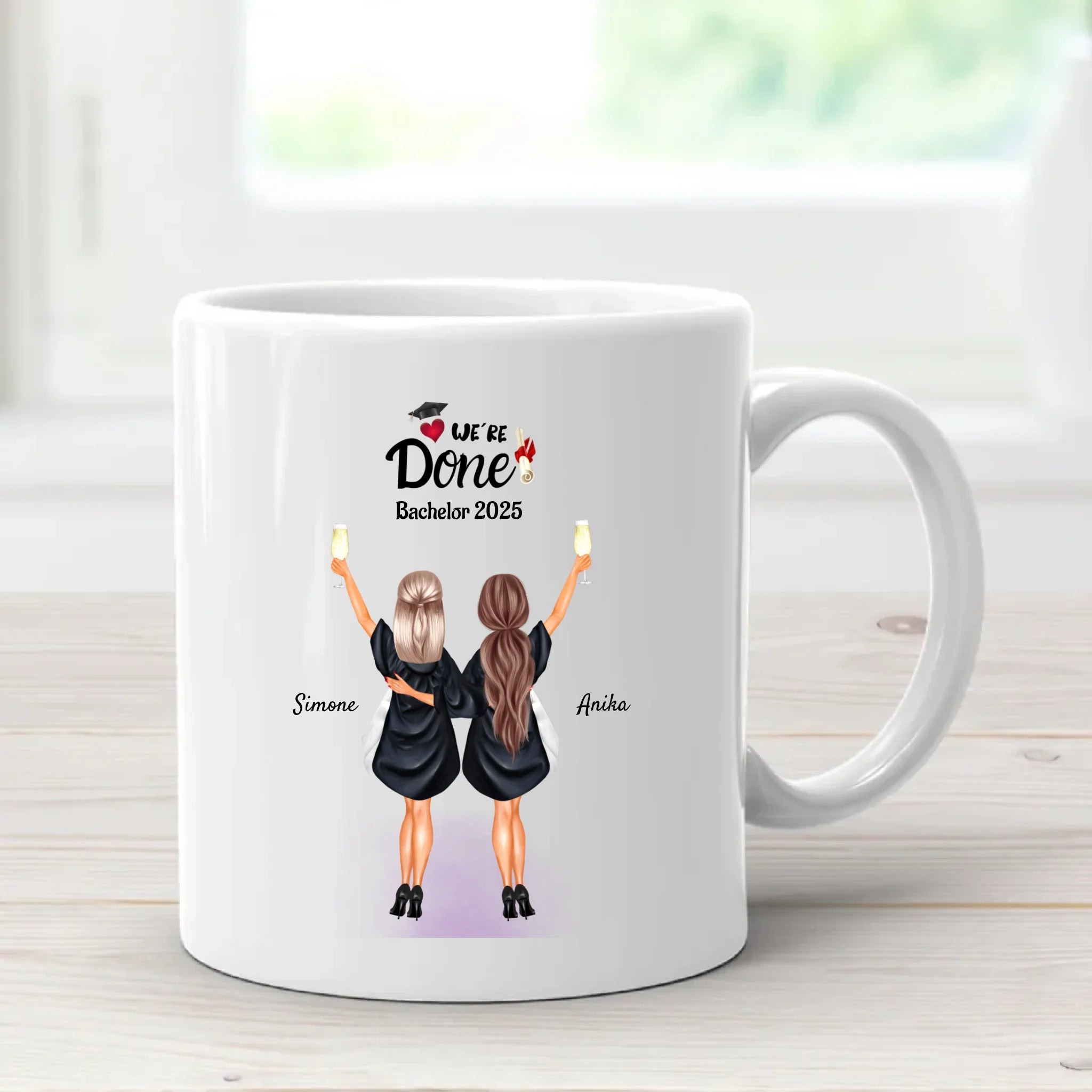 2 Freundin Bachelor Master Abitur Abschluss Tasse personalisiert - Cantty