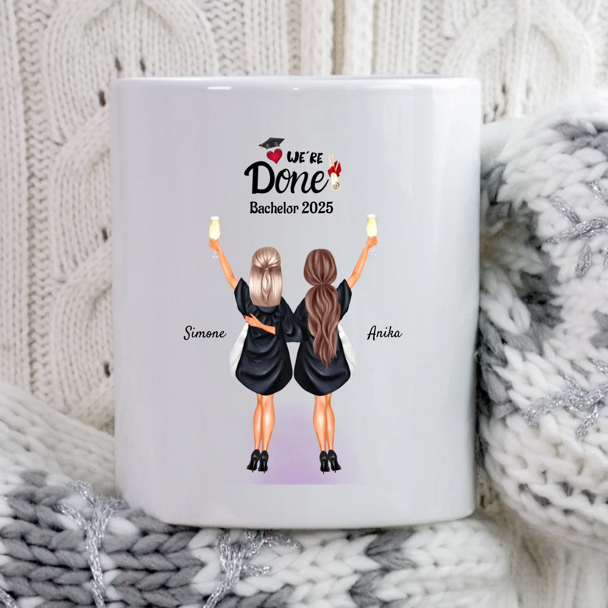 2 Freundin Bachelor Master Abitur Abschluss Tasse personalisiert - Cantty