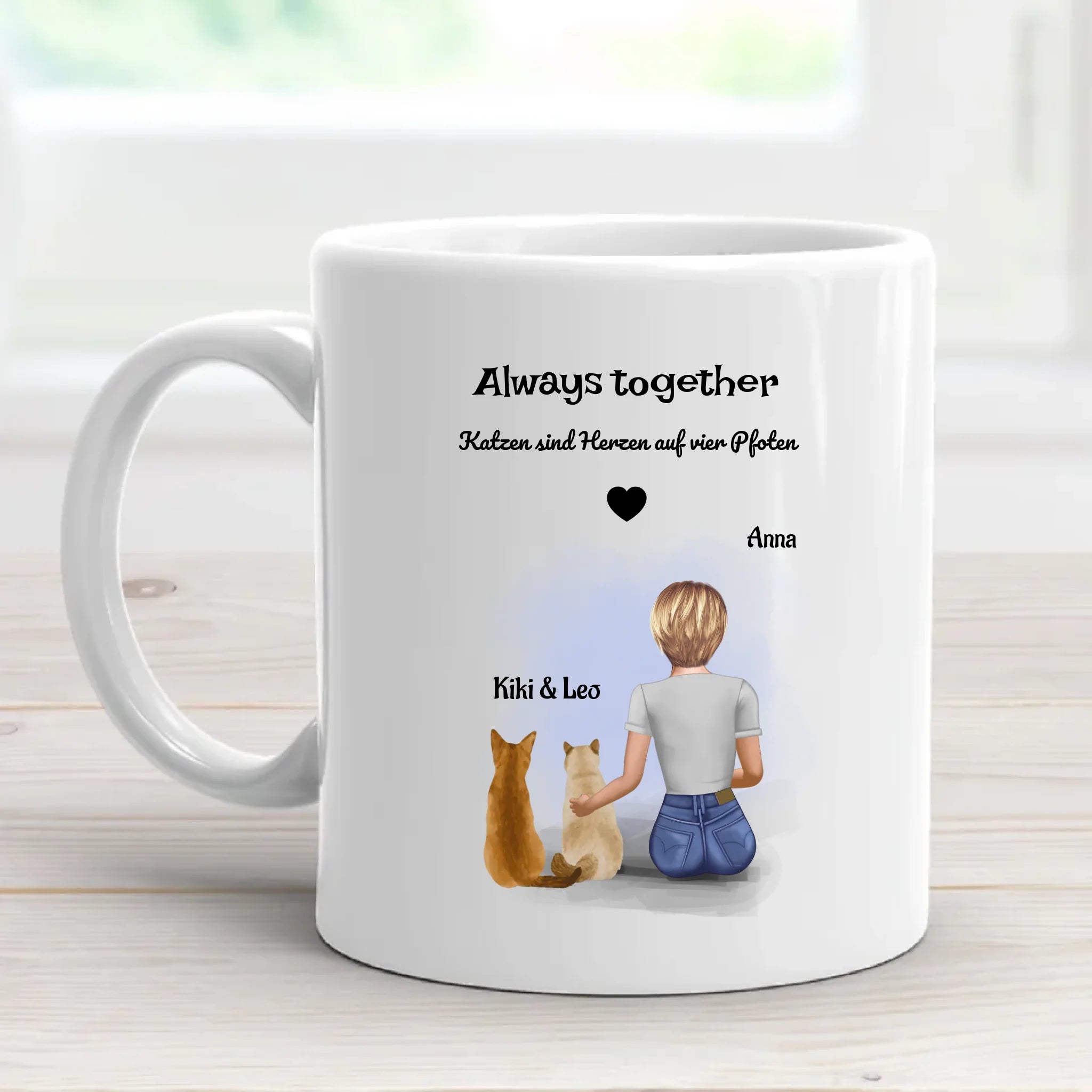2 Katzen Bild Tasse für Mädchen - Cantty