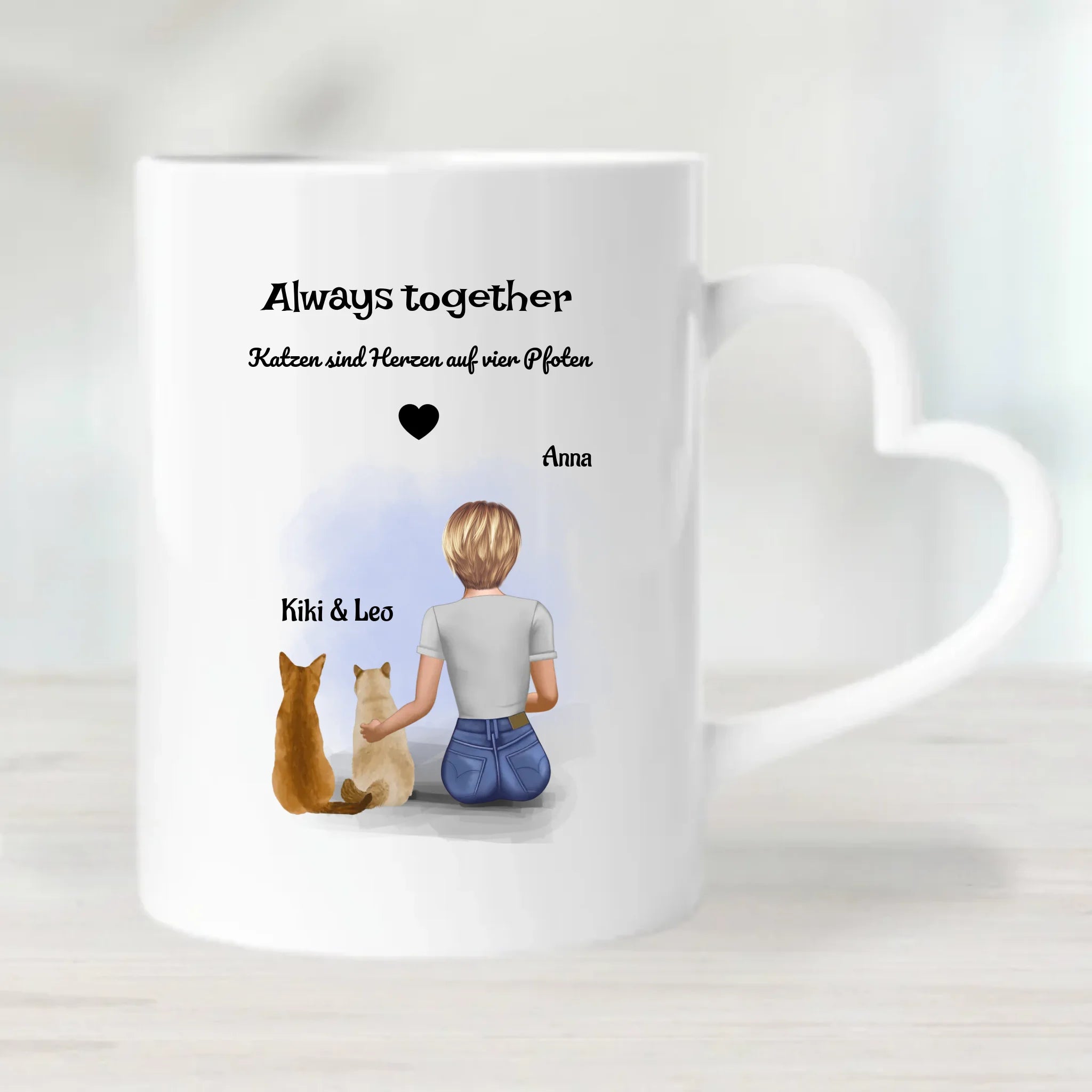 2 Katzen Bild Tasse für Mädchen - Cantty