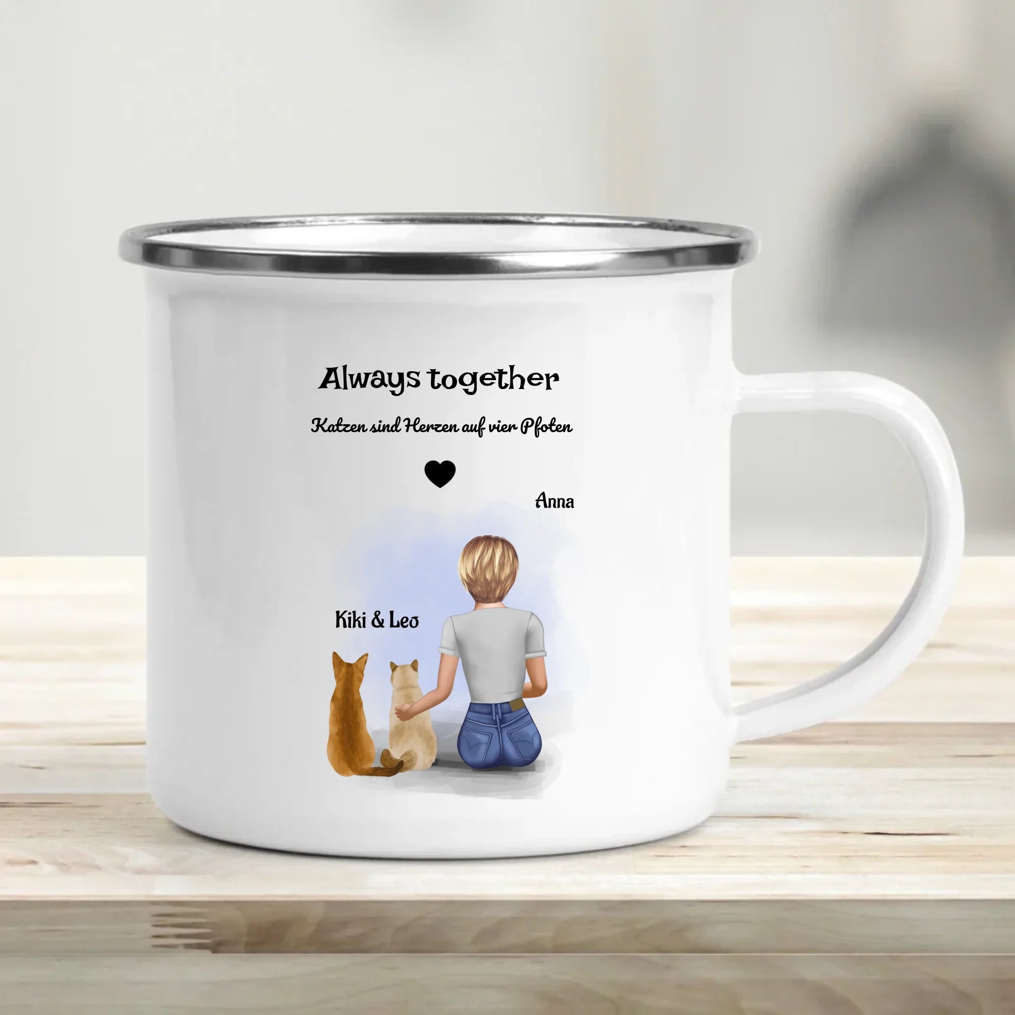 2 Katzen Bild Tasse für Mädchen - Cantty