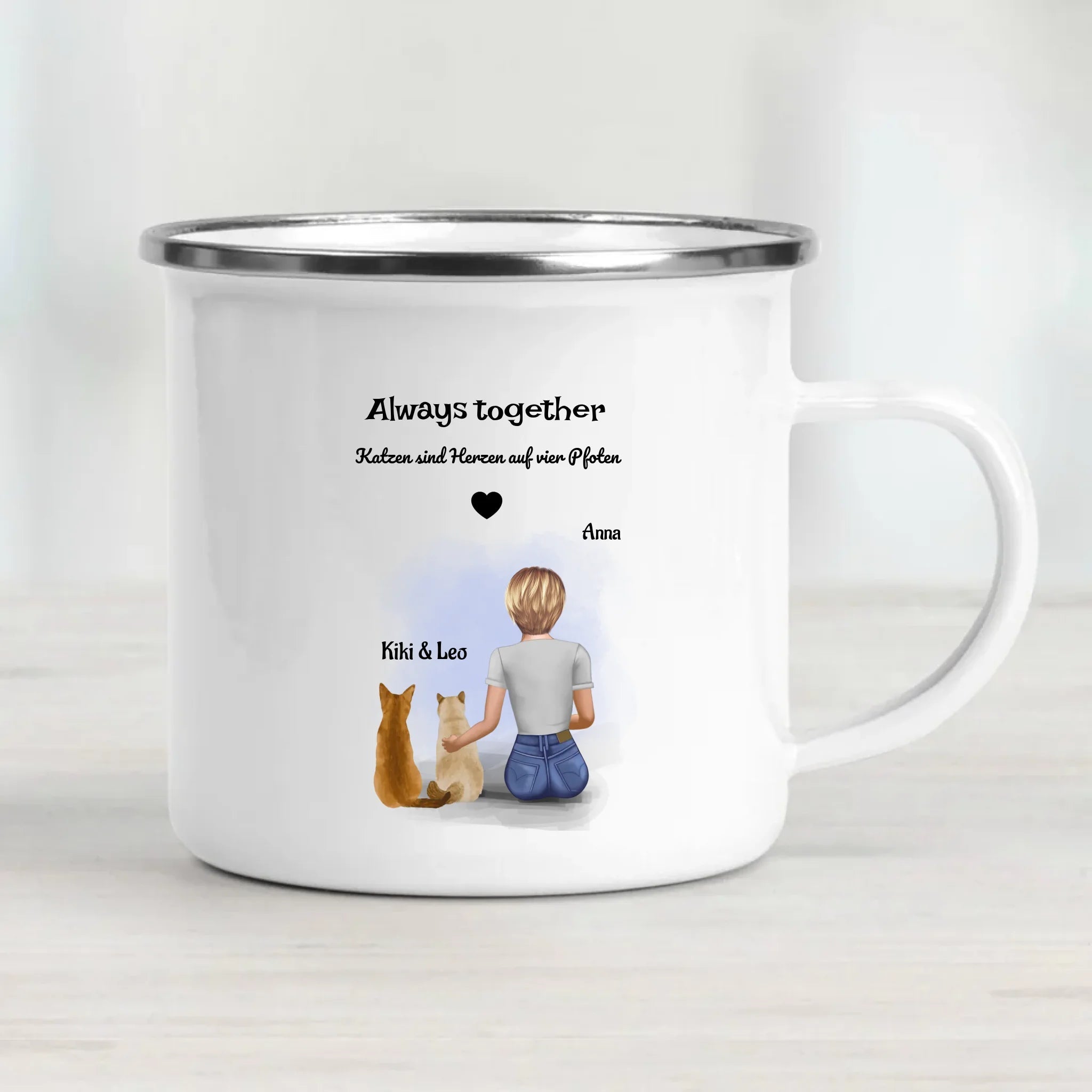 2 Katzen Bild Tasse für Mädchen - Cantty