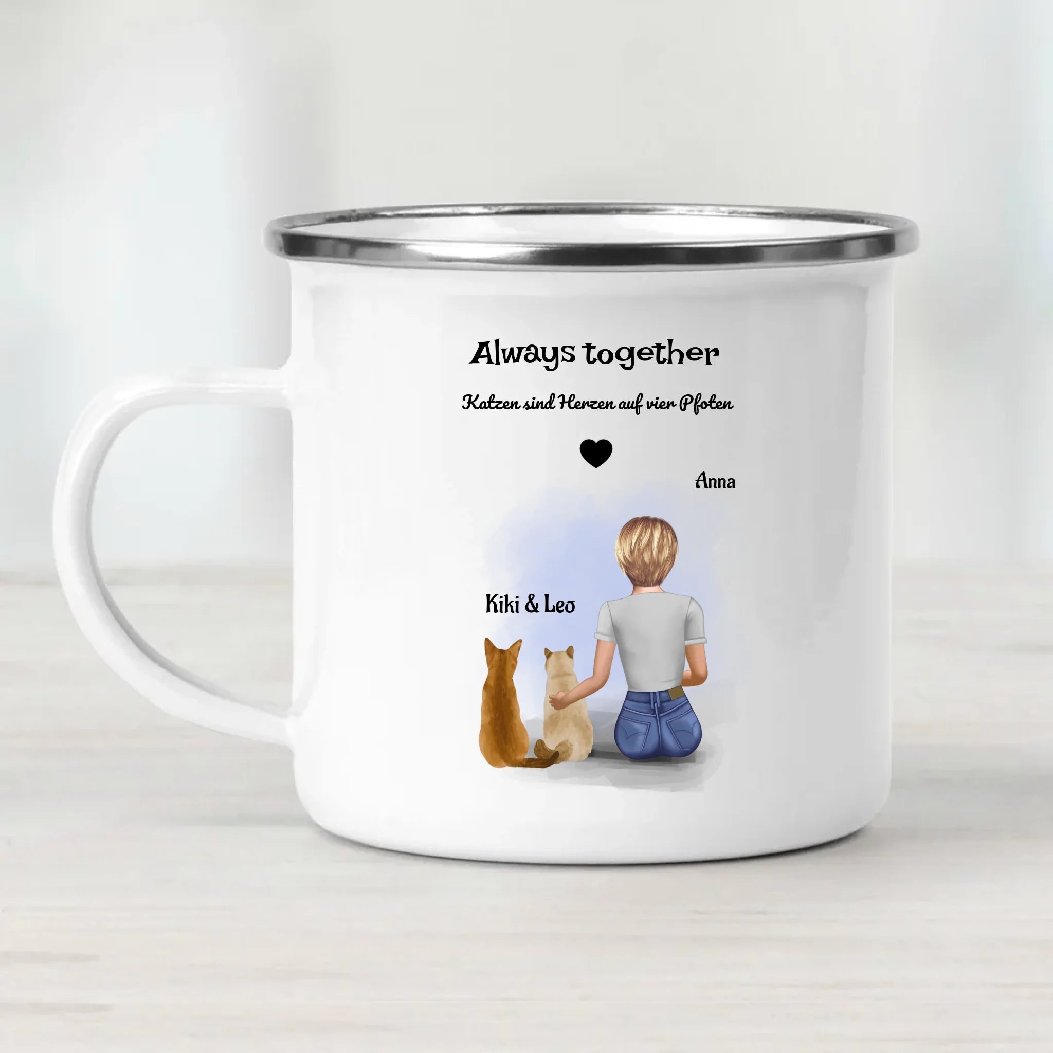 2 Katzen Bild Tasse für Mädchen - Cantty