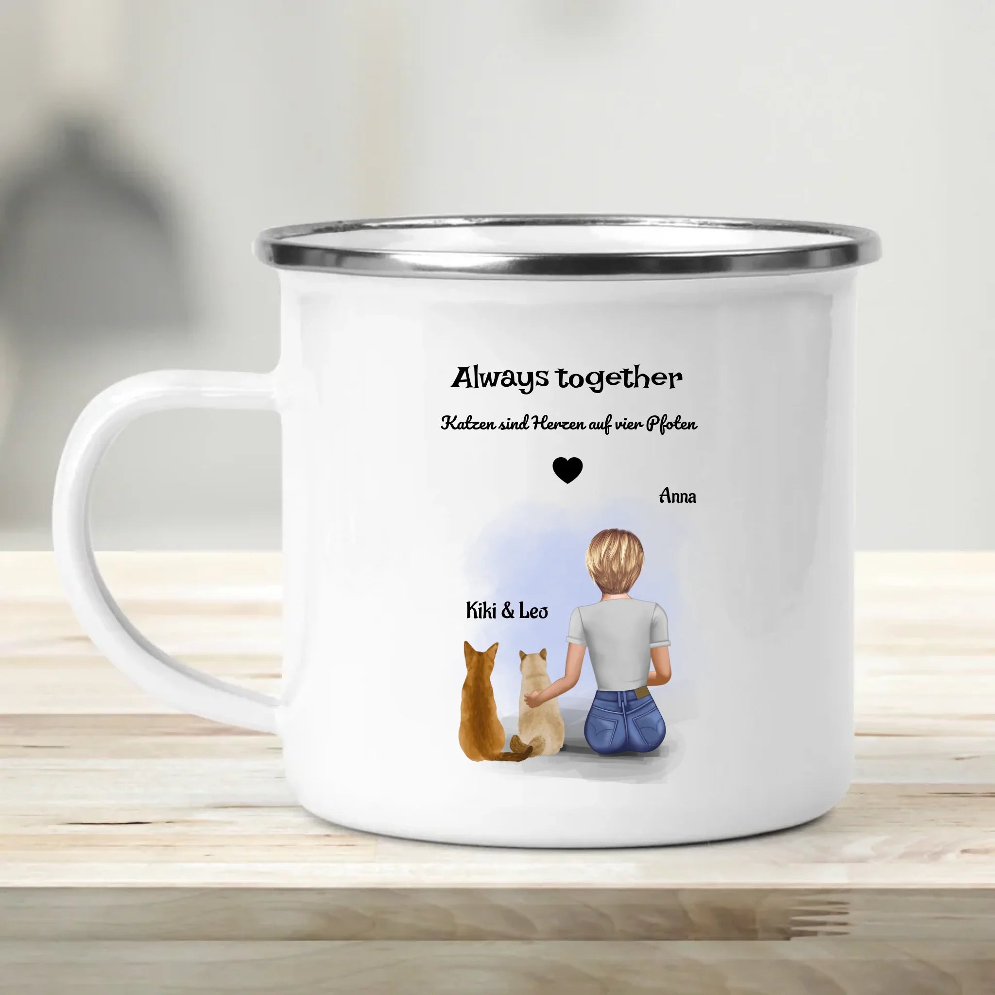 2 Katzen Bild Tasse für Mädchen - Cantty