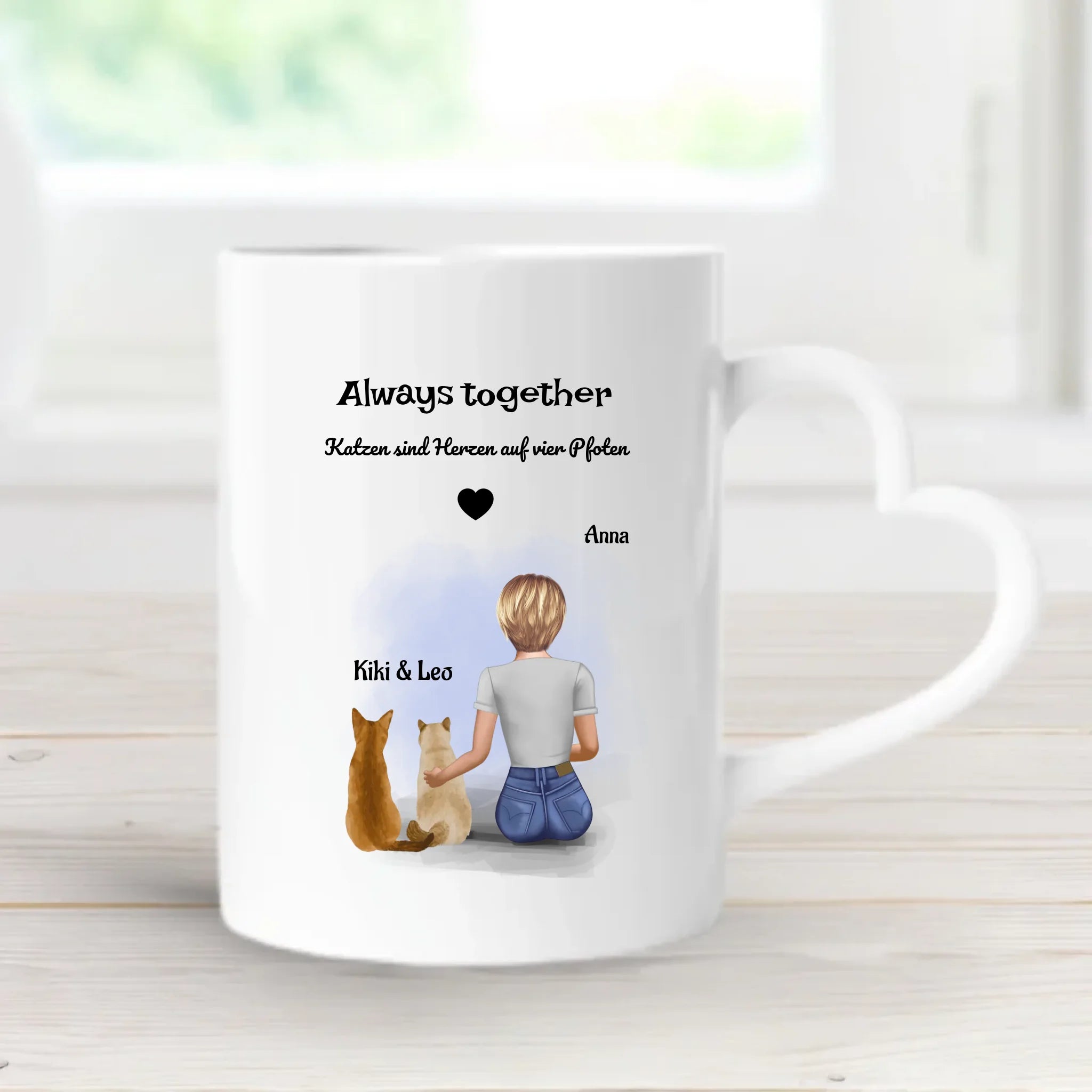 2 Katzen Bild Tasse für Mädchen - Cantty