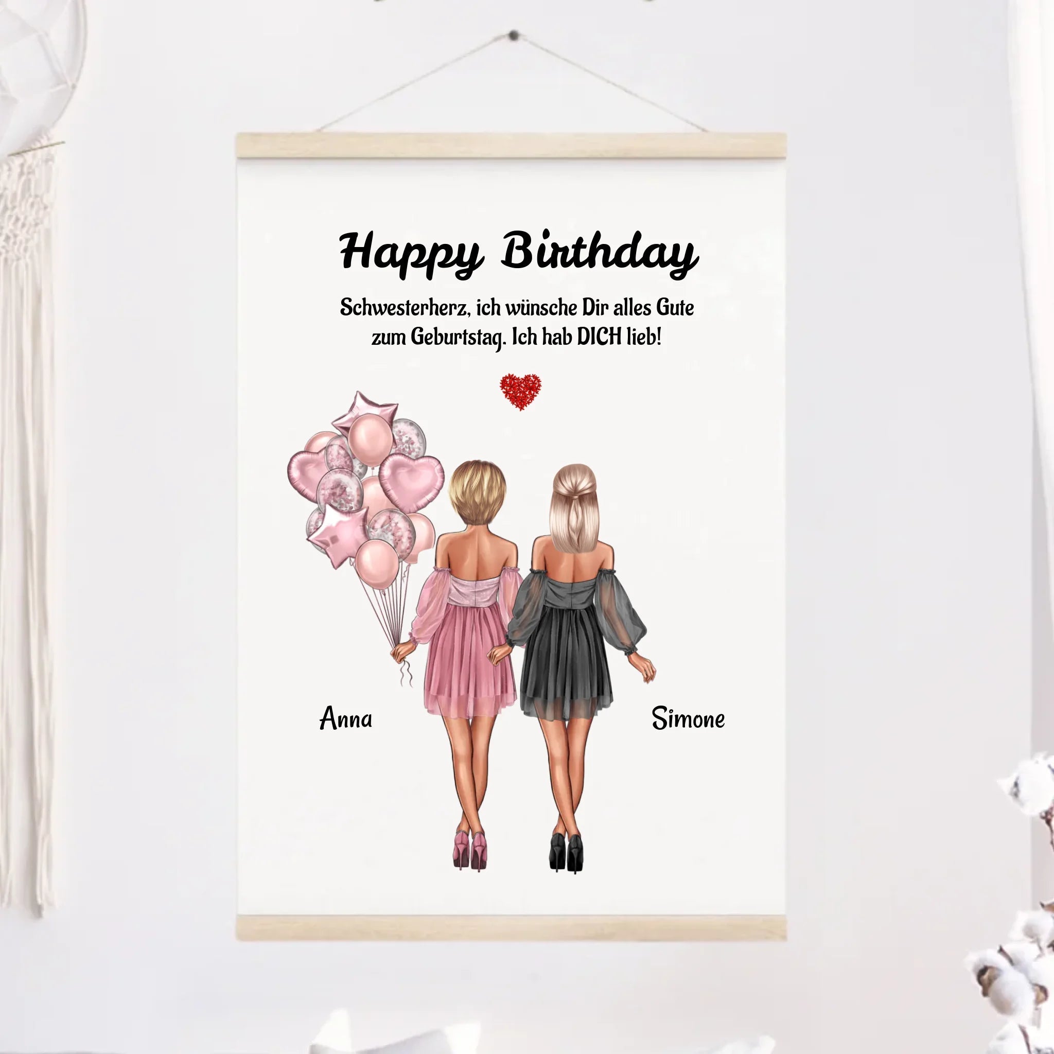 2 Schwestern Leinwandbild Geschenk personalisiert - Cantty