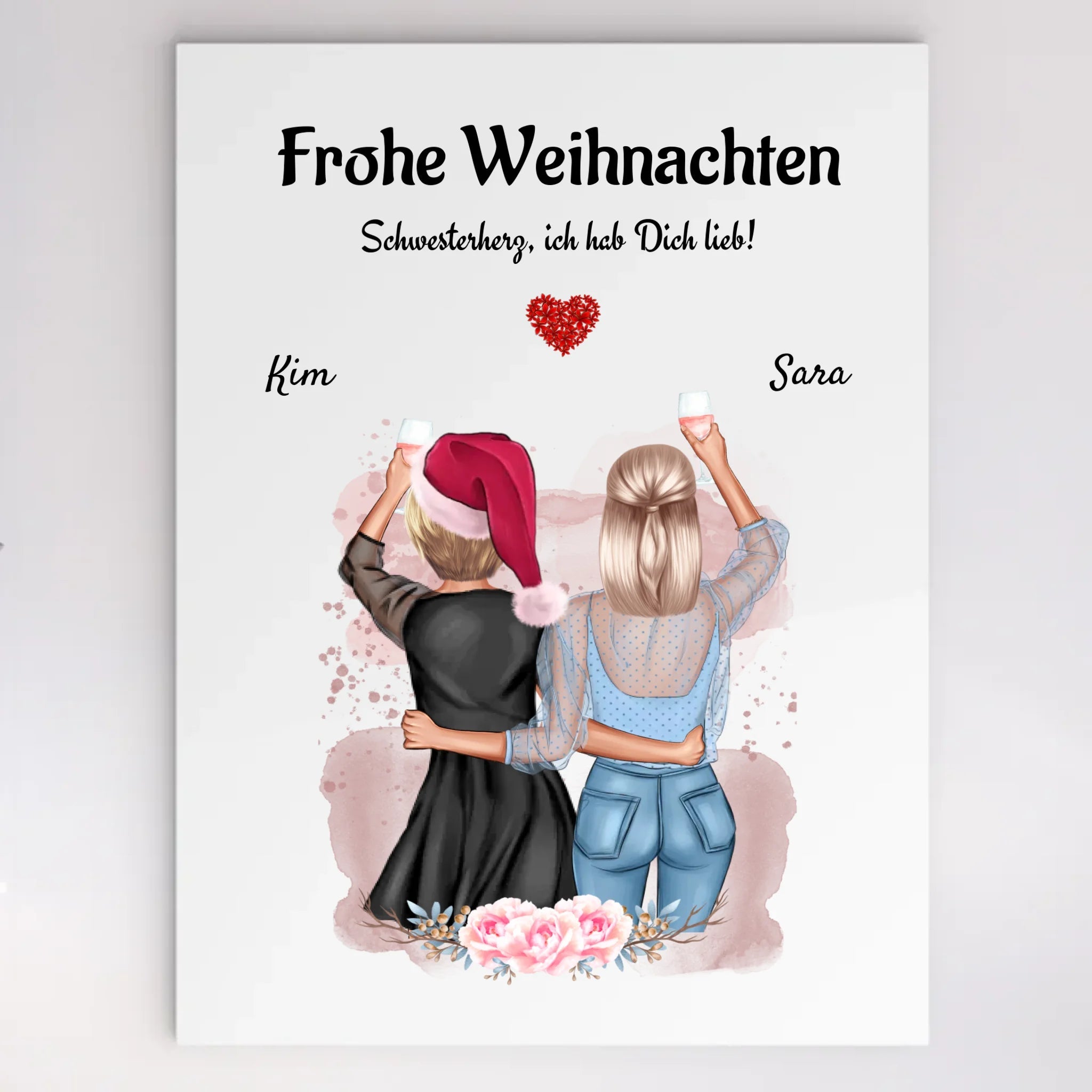 2 Schwestern Weihnachten Acrylglas Bild Illustration - Cantty