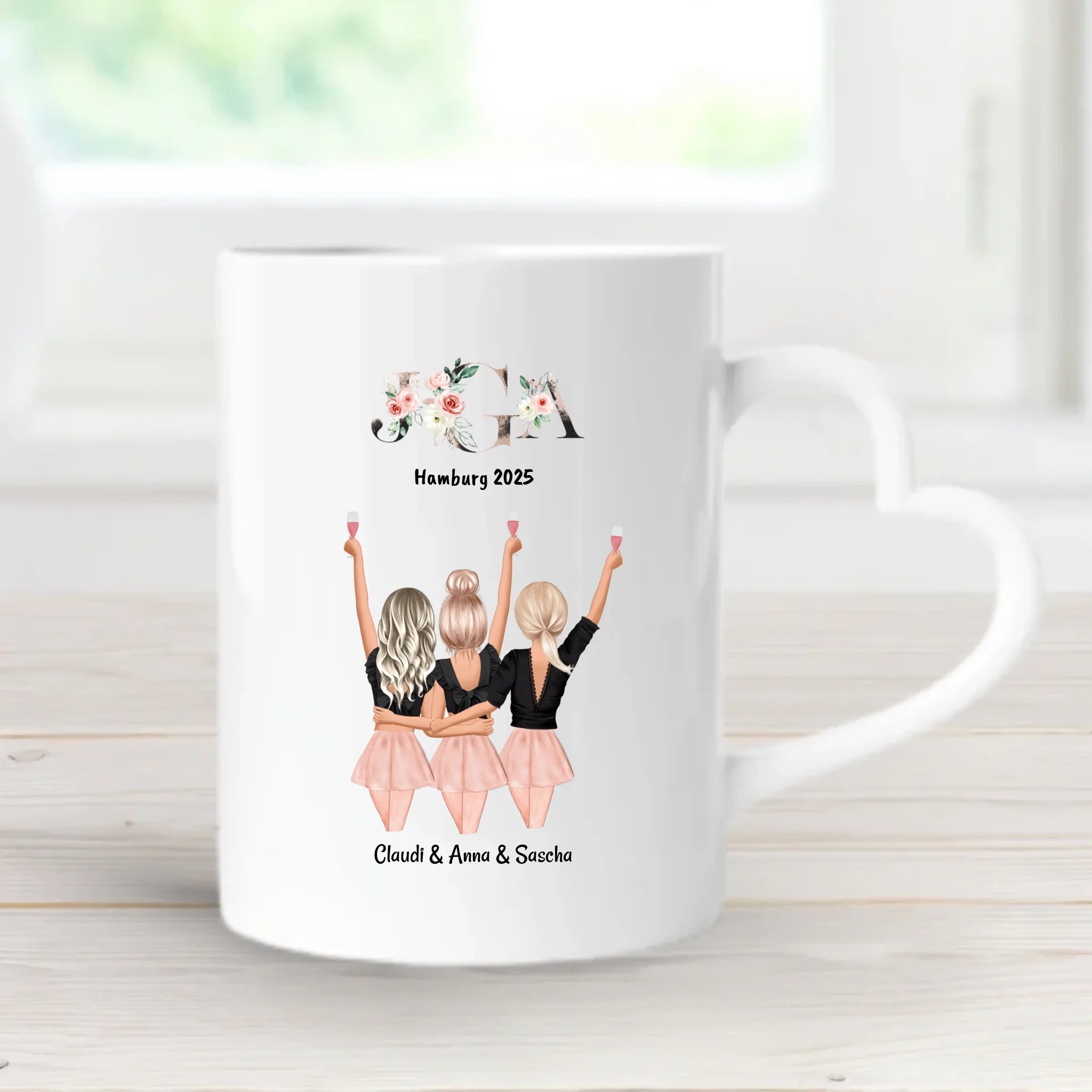 3 Freundin JGA Geschenk personalisierte Tasse - Cantty