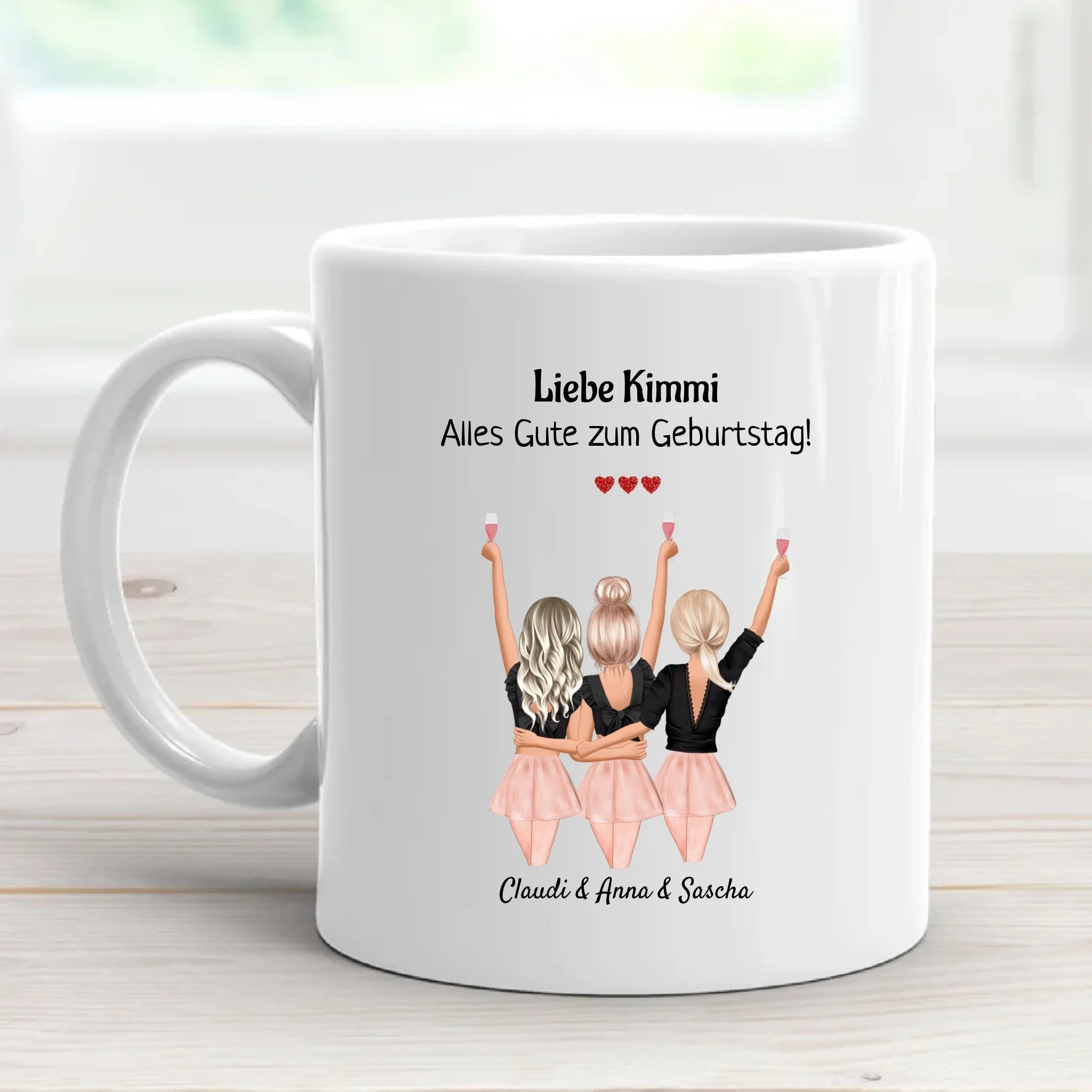 3 Freundinnen Geschenk Tasse personalisiert - Cantty