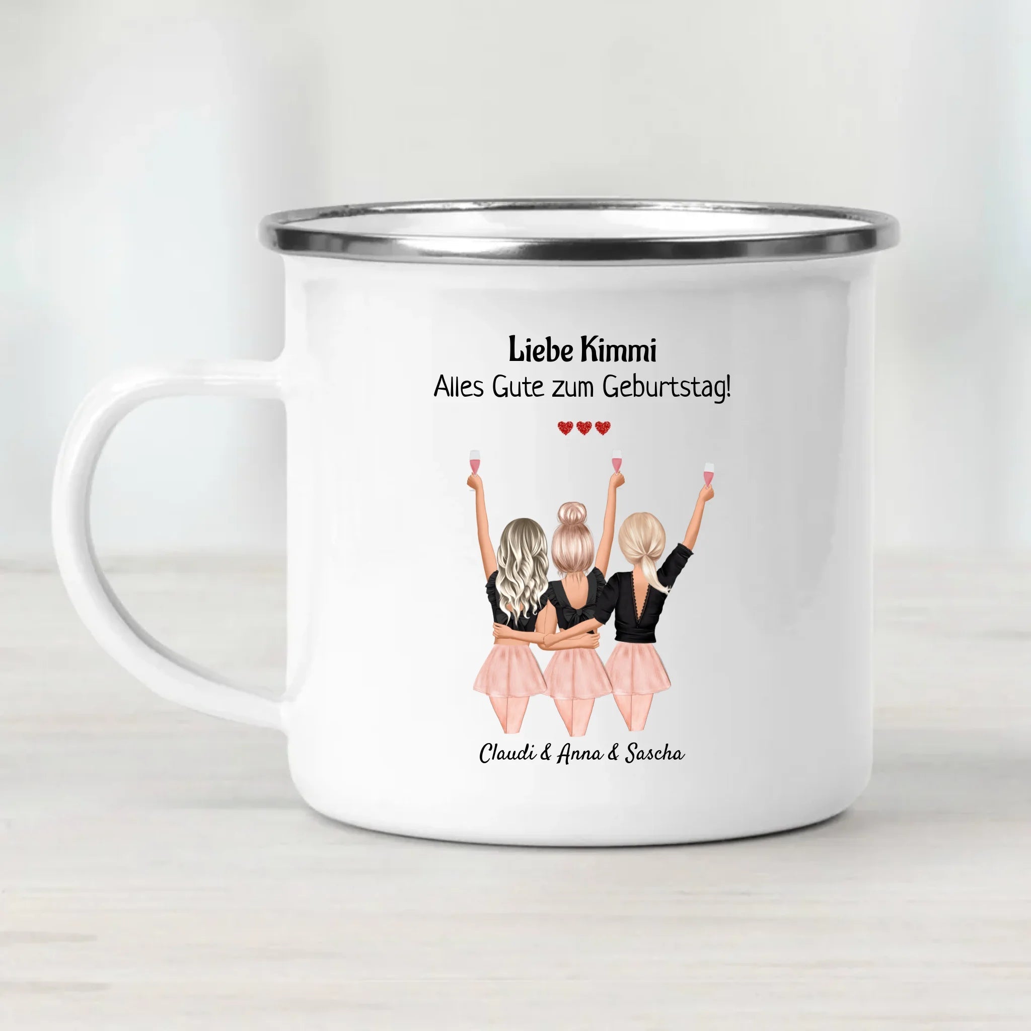 3 Freundinnen Geschenk Tasse personalisiert - Cantty
