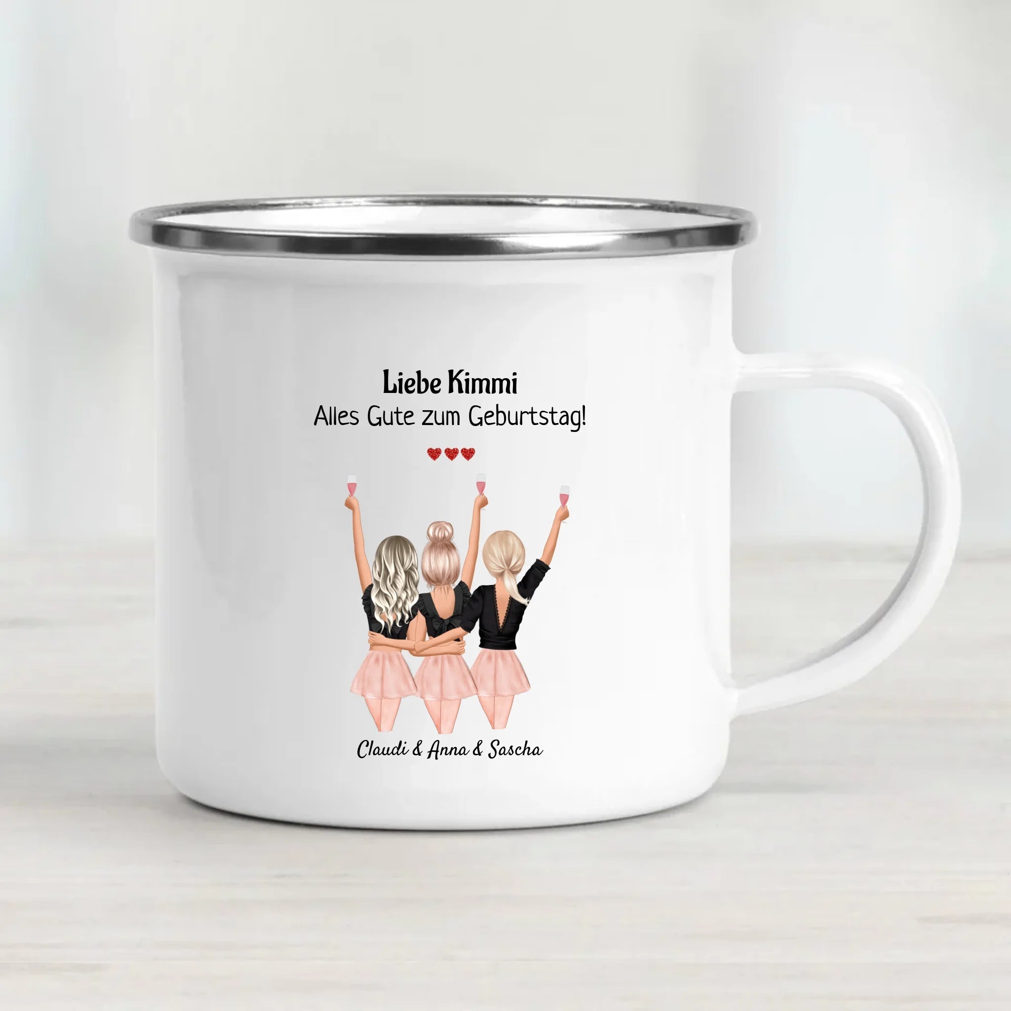 3 Freundinnen Geschenk Tasse personalisiert - Cantty