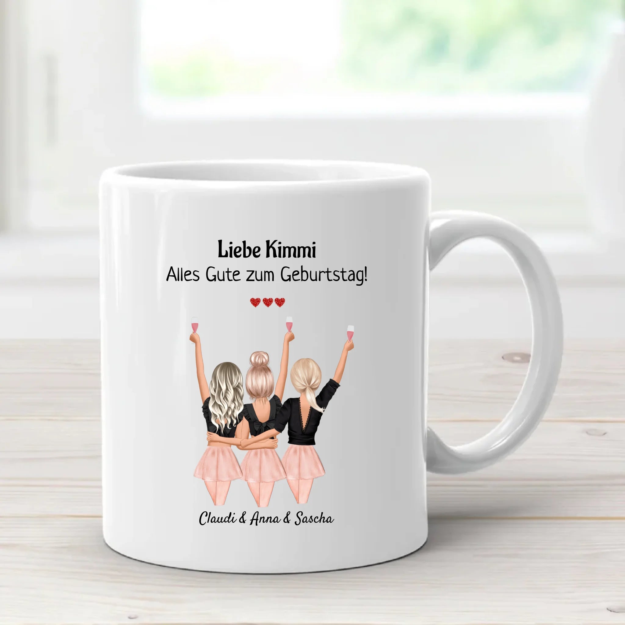 3 Freundinnen Geschenk Tasse personalisiert - Cantty