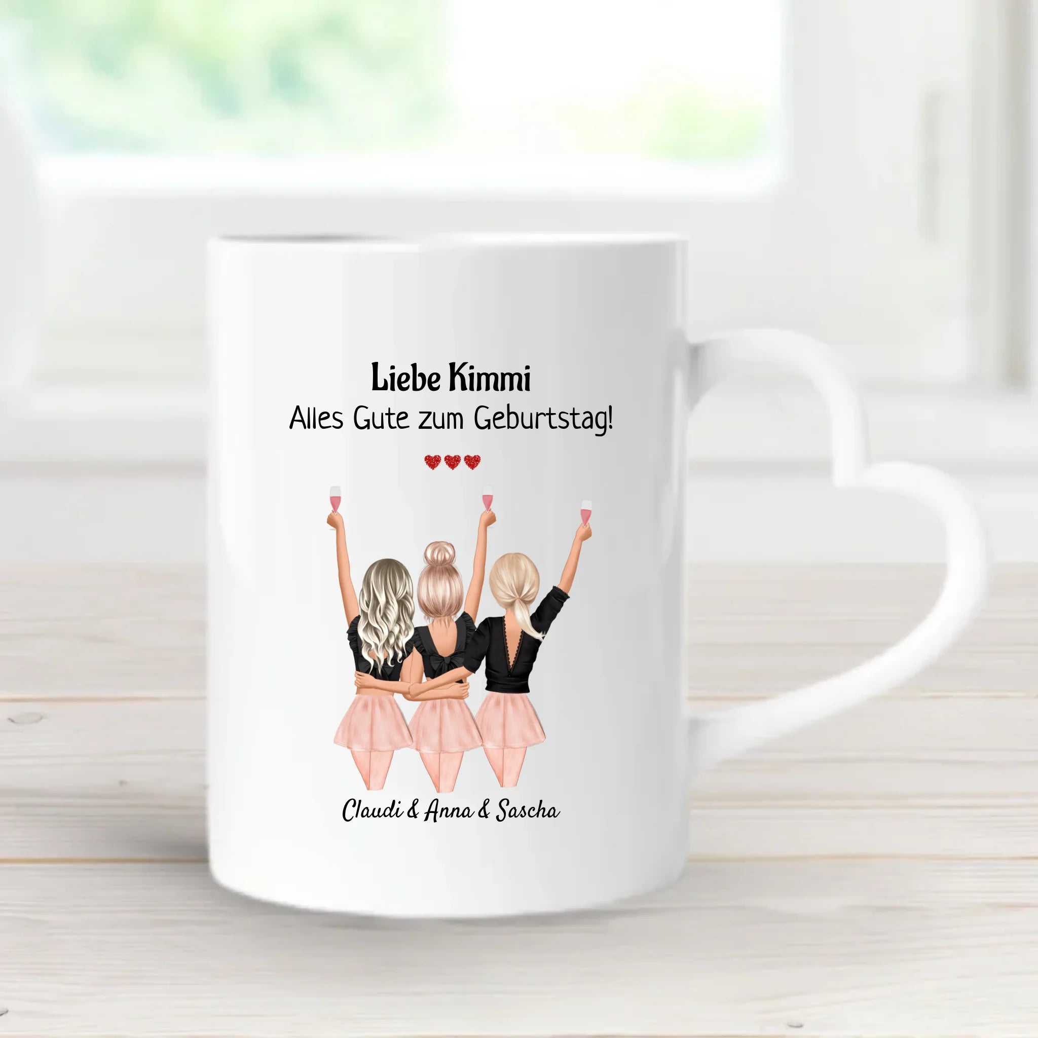 3 Freundinnen Geschenk Tasse personalisiert - Cantty