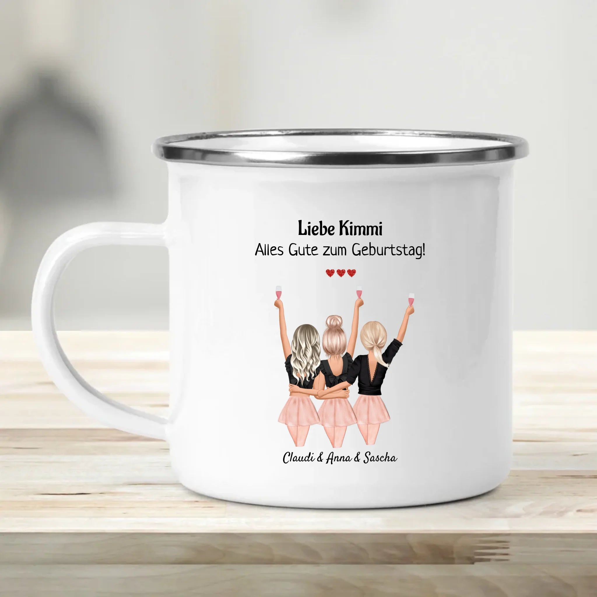 3 Freundinnen Geschenk Tasse personalisiert - Cantty