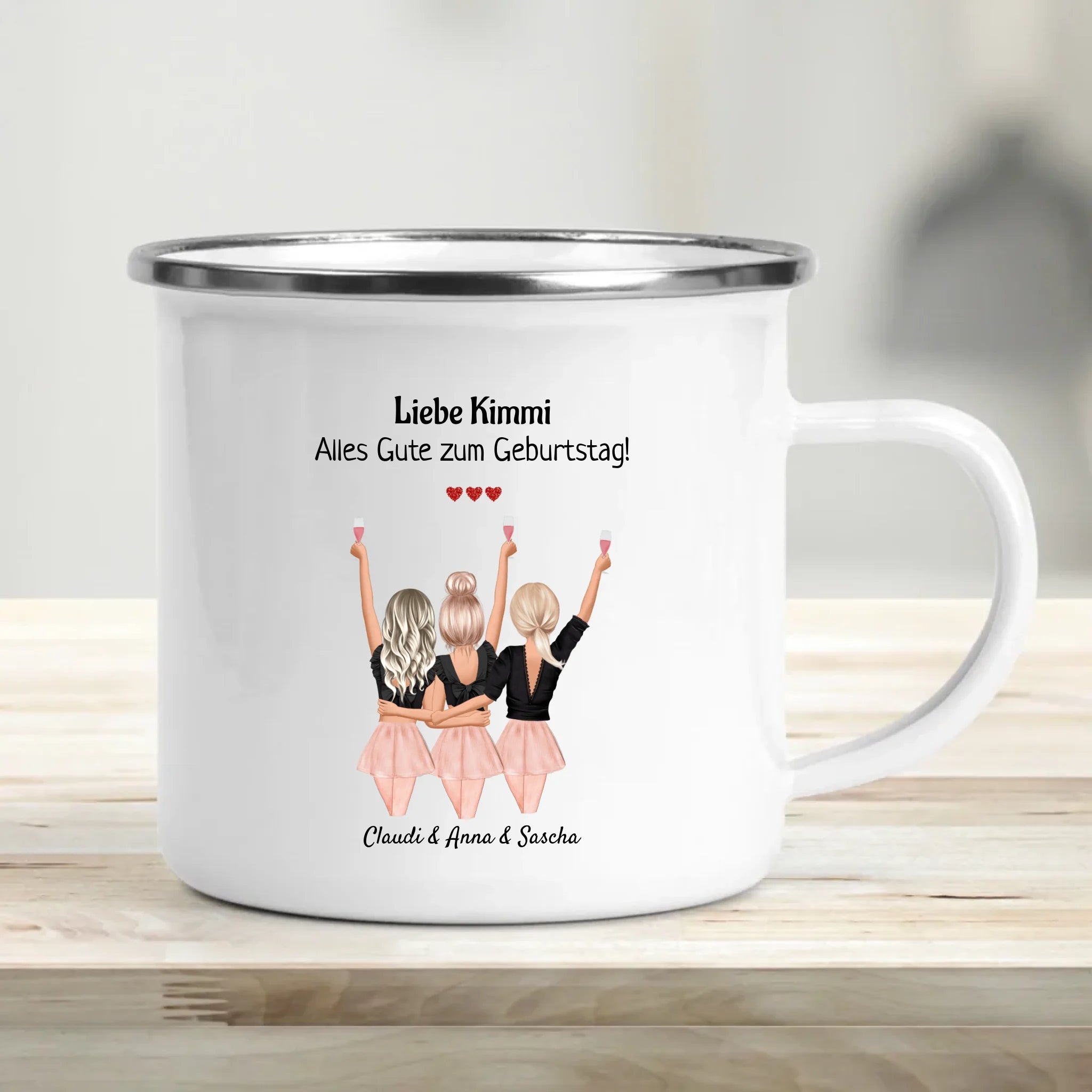 3 Freundinnen Geschenk Tasse personalisiert - Cantty
