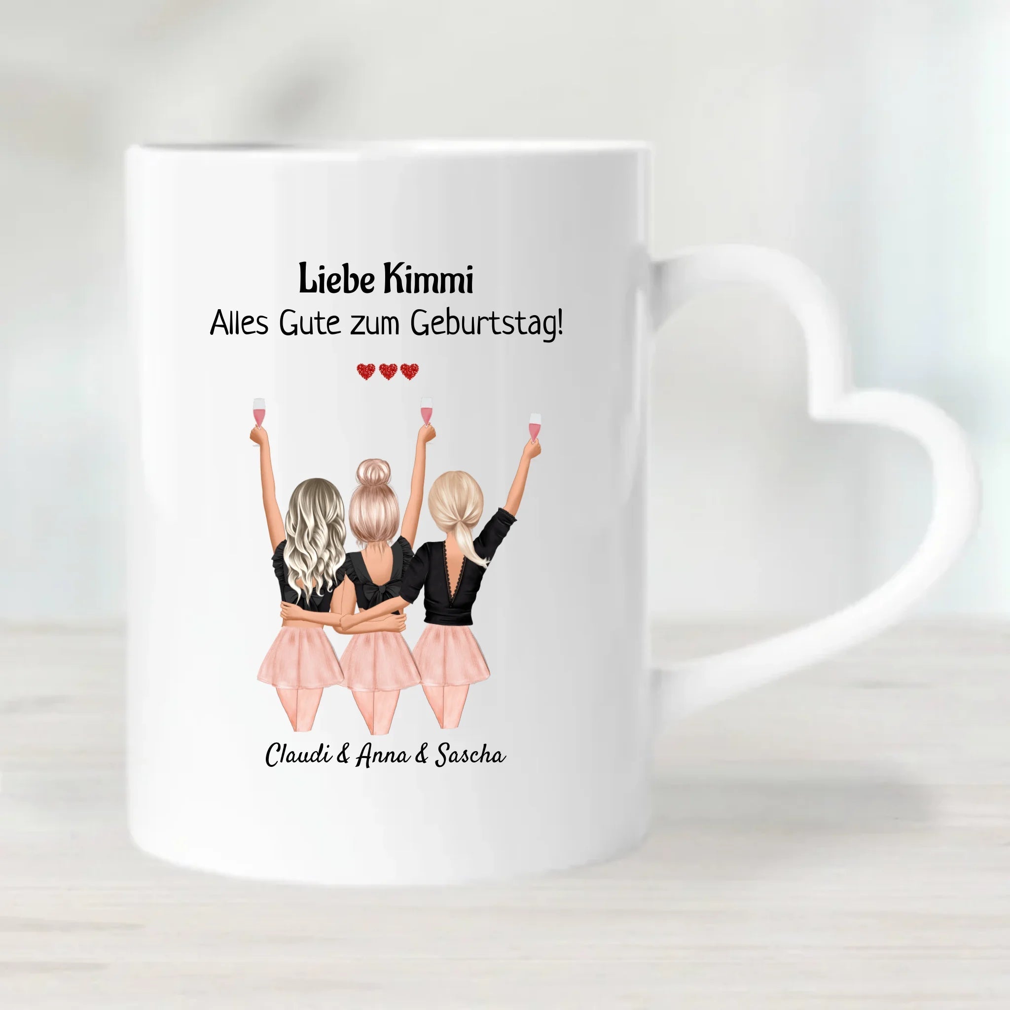 3 Freundinnen Geschenk Tasse personalisiert - Cantty