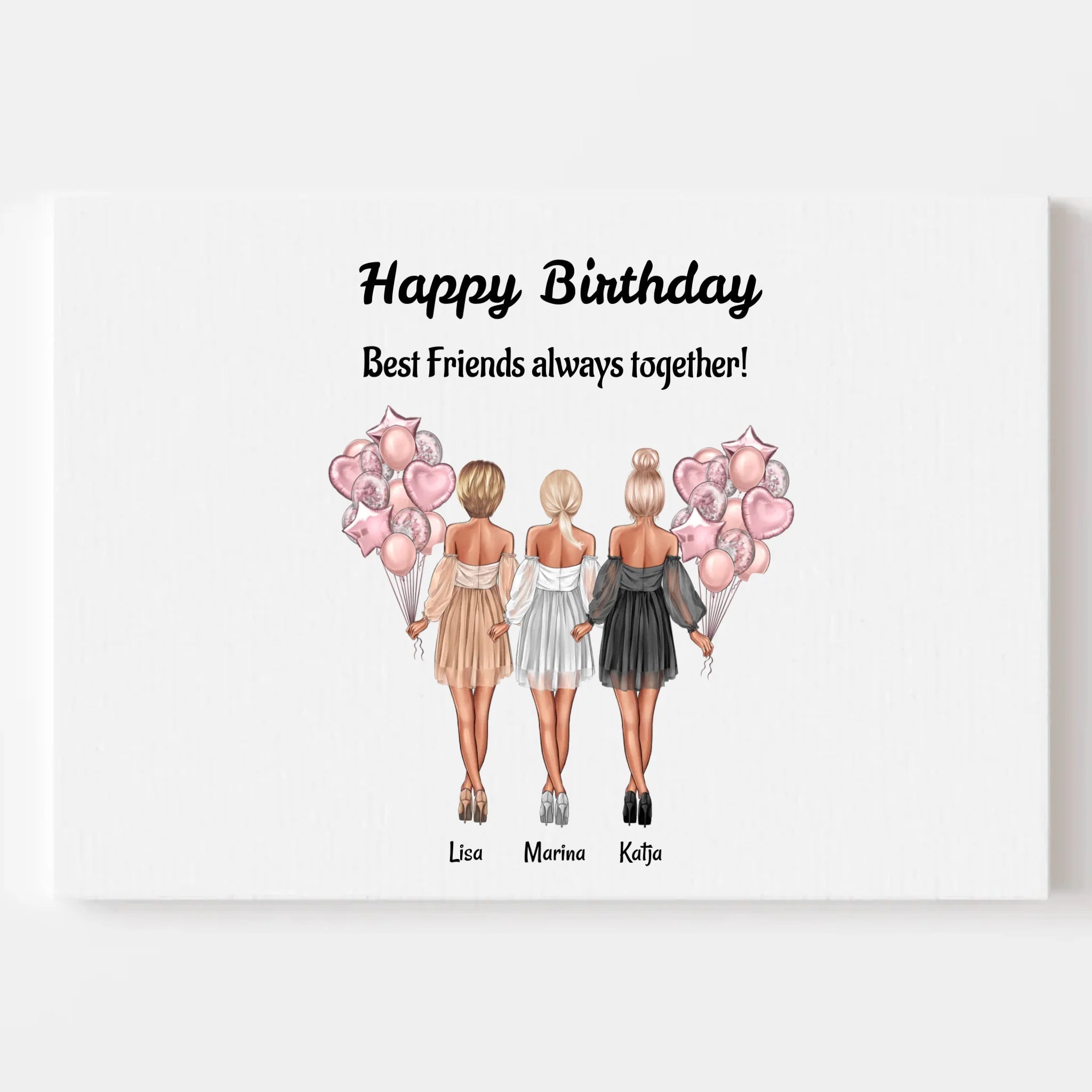 3 Mädchen Leinwandbild Geschenk Geburtstag für Freundinnen - Cantty