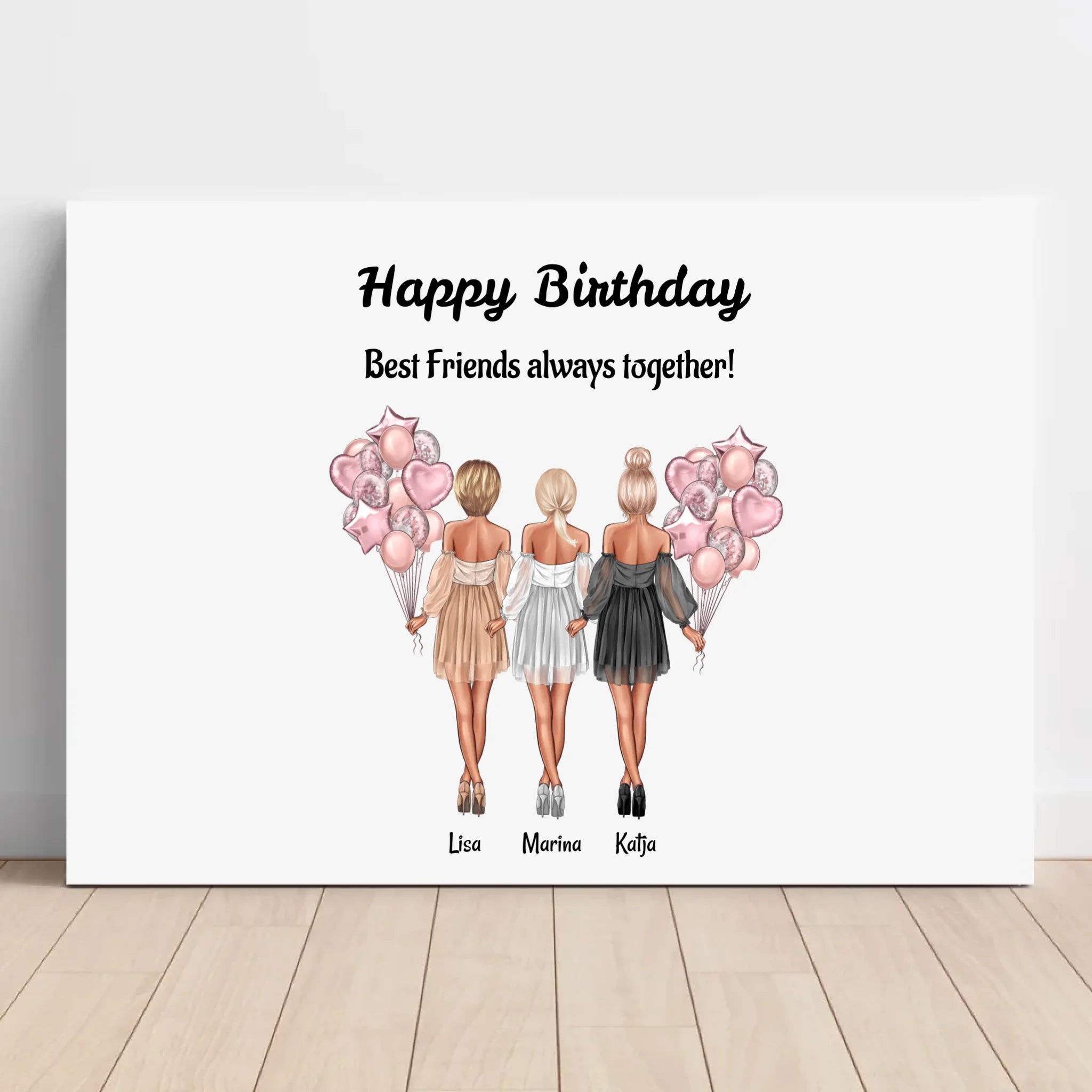 3 Mädchen Leinwandbild Geschenk Geburtstag für Freundinnen - Cantty