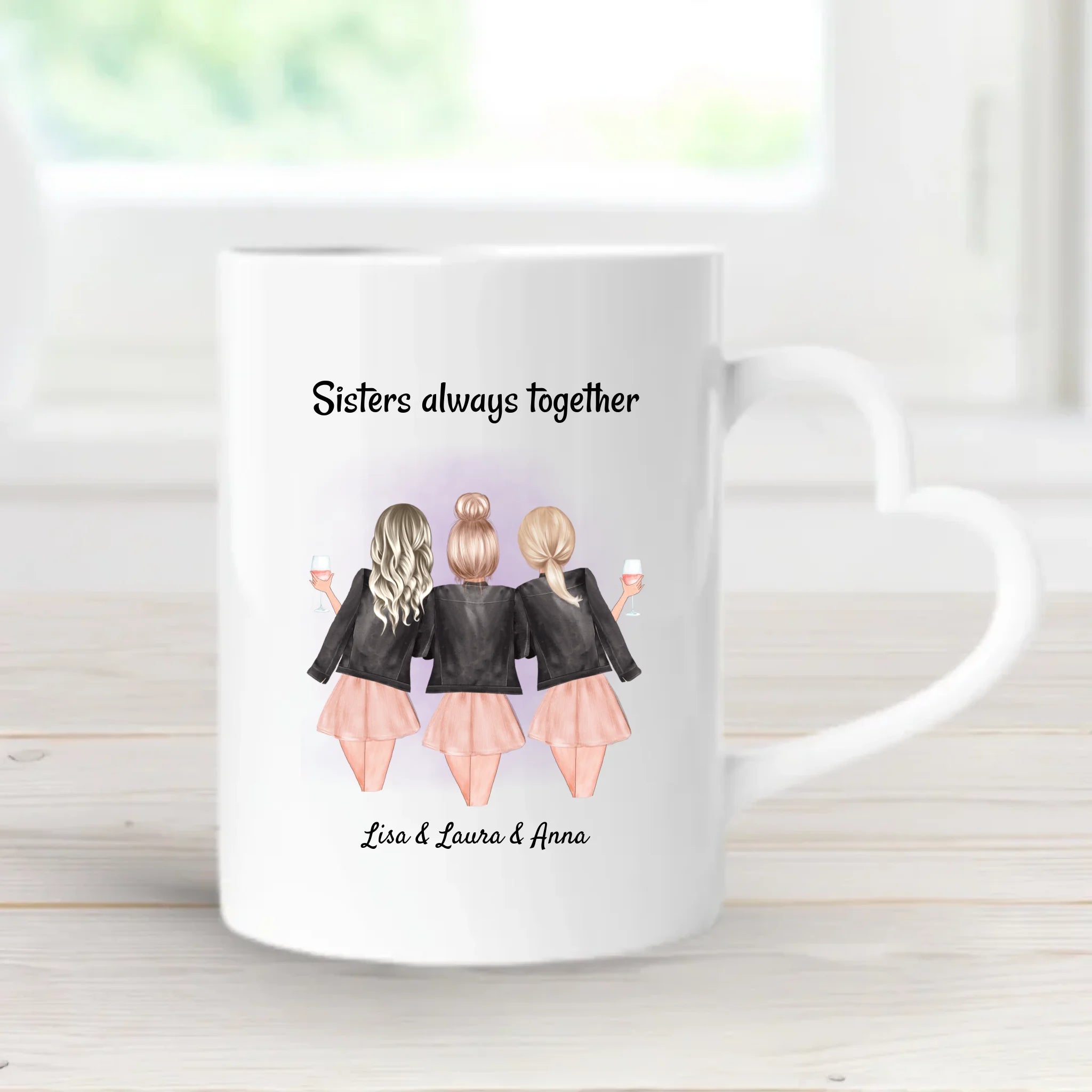 3 Schwestern Tasse Geschenk personalisiert Name & Spruch - Cantty