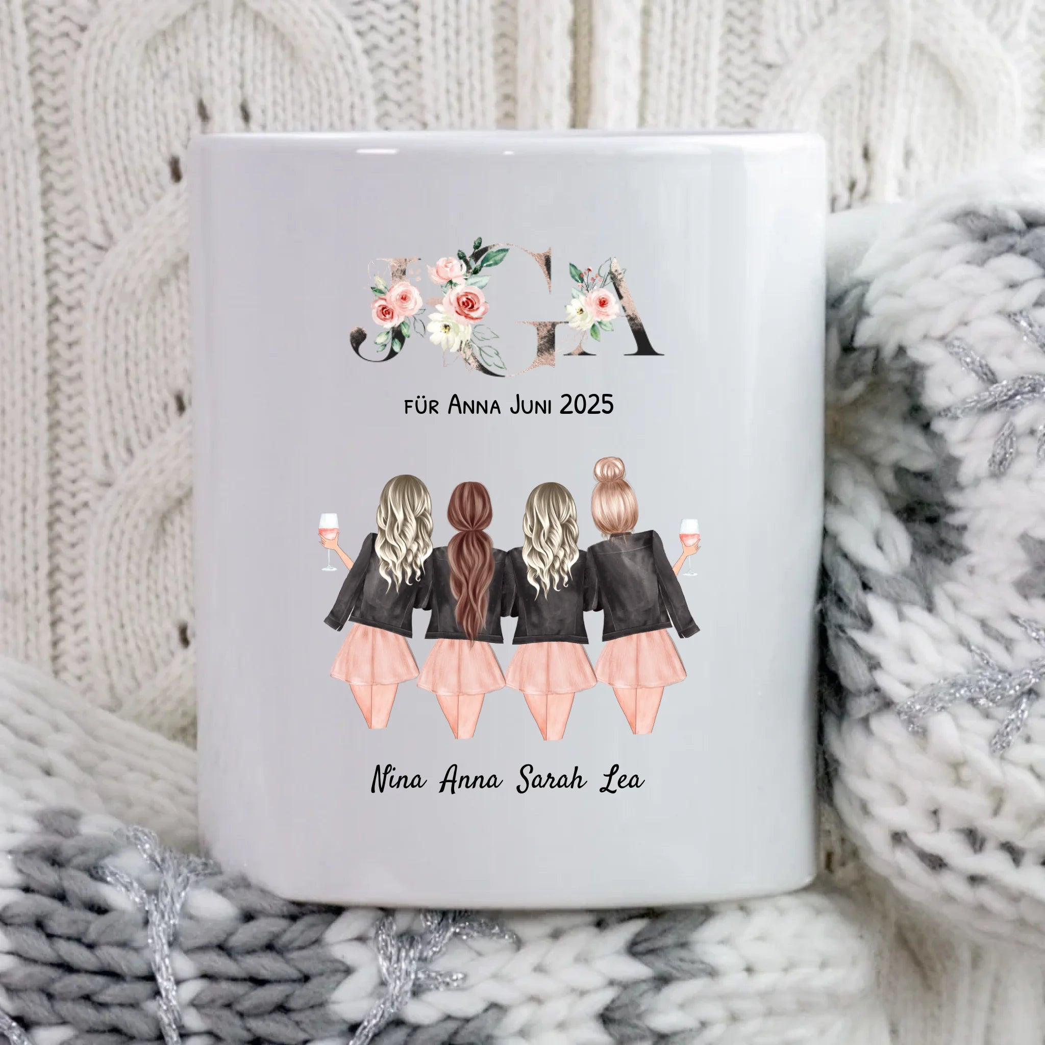 4 beste Freundinnen JGA Tasse Geschenk personalisiert - Cantty