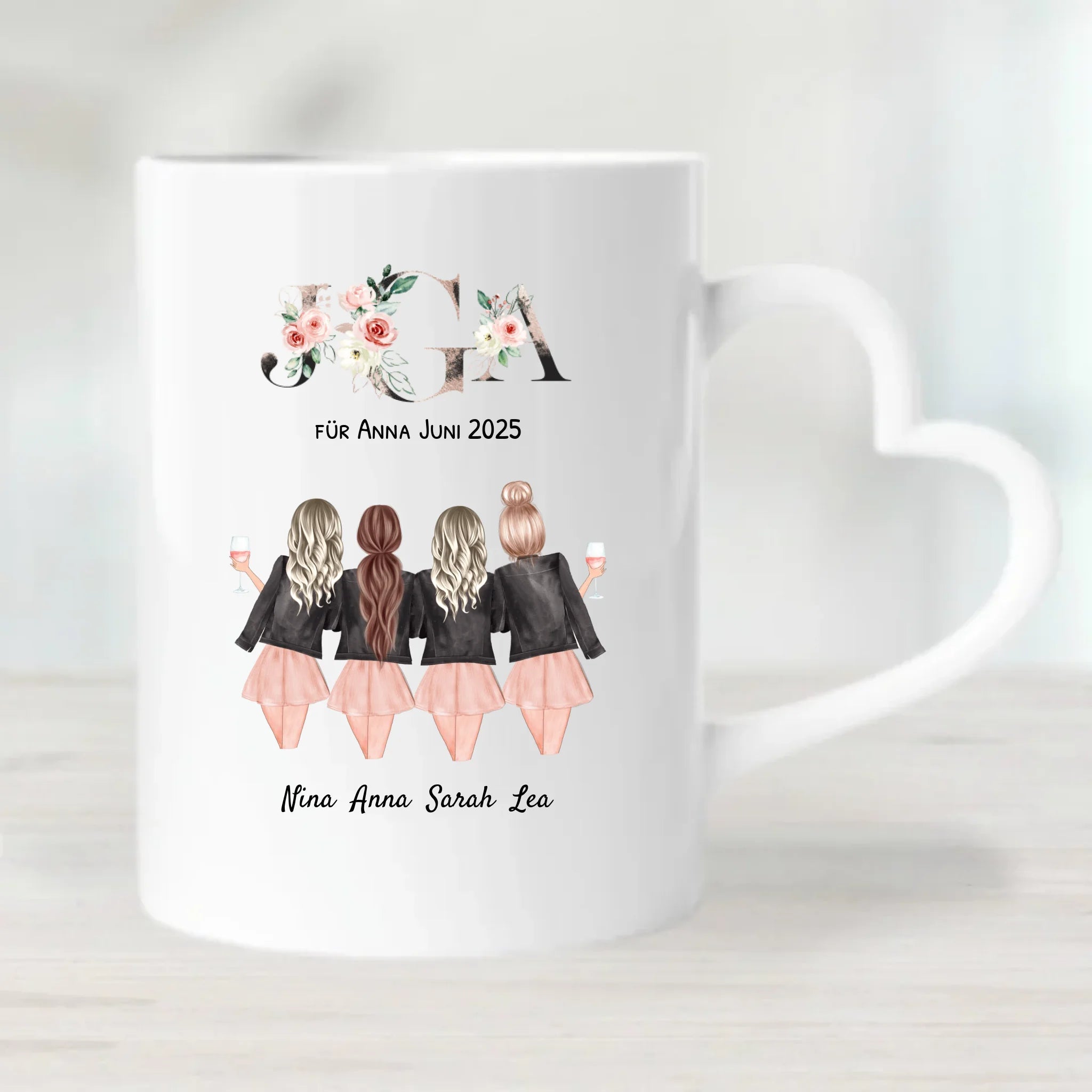 4 beste Freundinnen JGA Tasse Geschenk personalisiert - Cantty