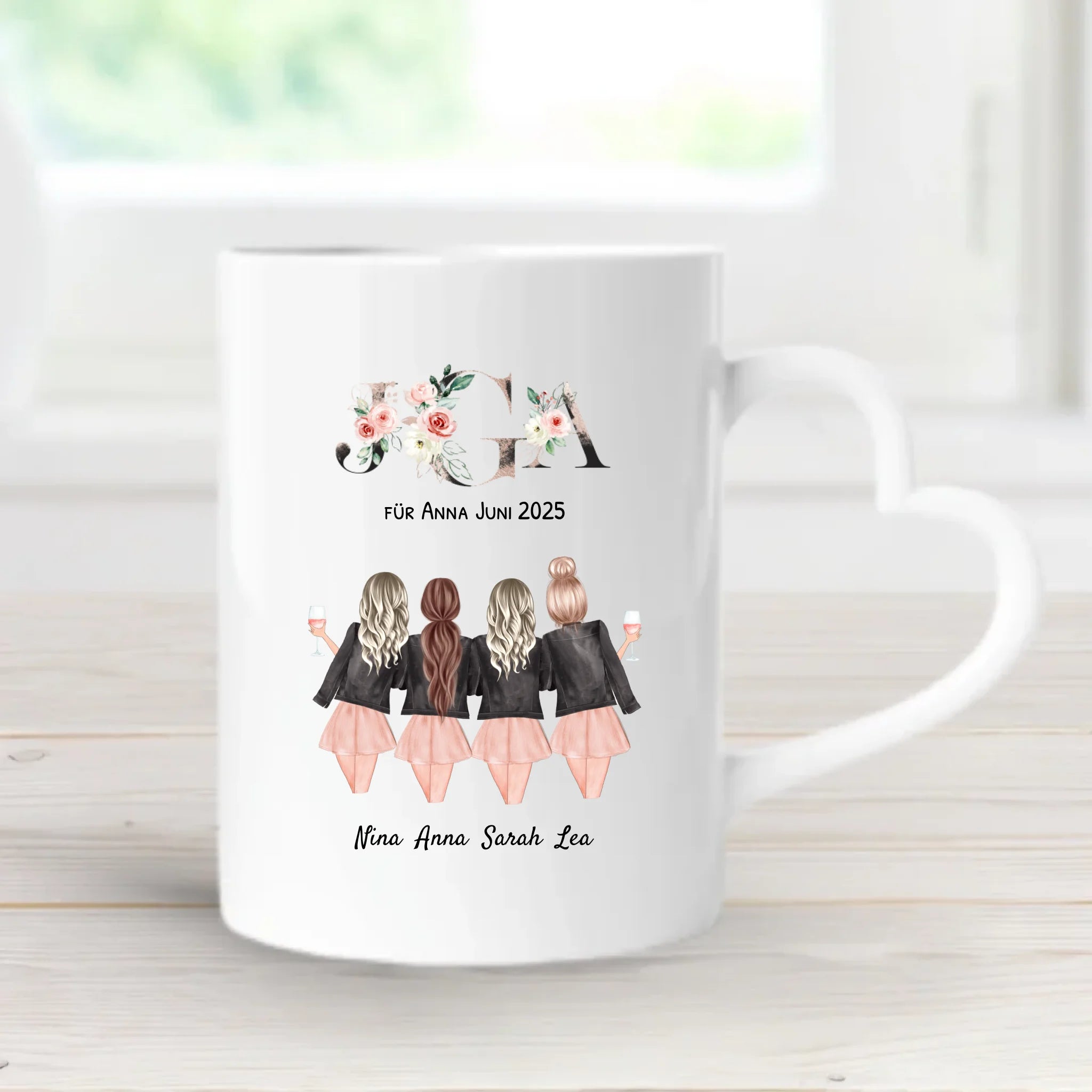 4 beste Freundinnen JGA Tasse Geschenk personalisiert - Cantty