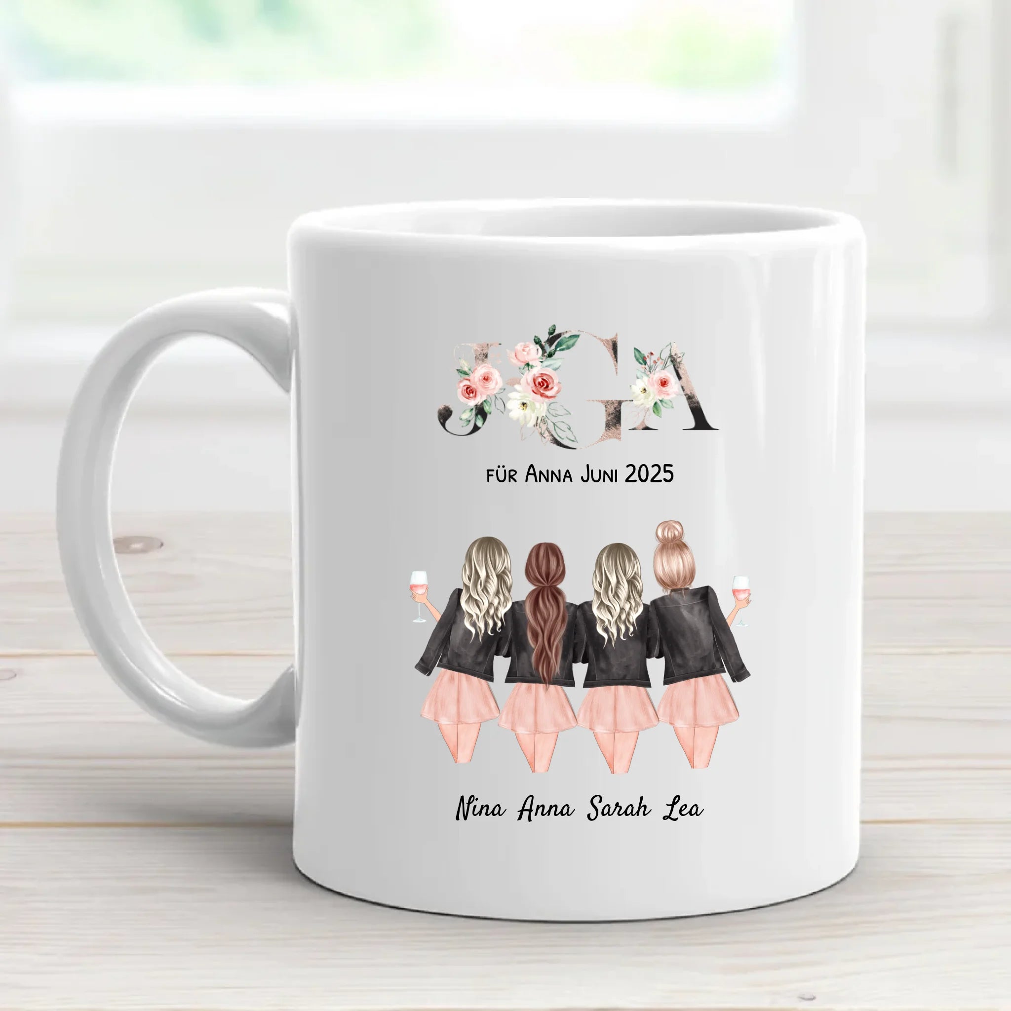 4 beste Freundinnen JGA Tasse Geschenk personalisiert - Cantty