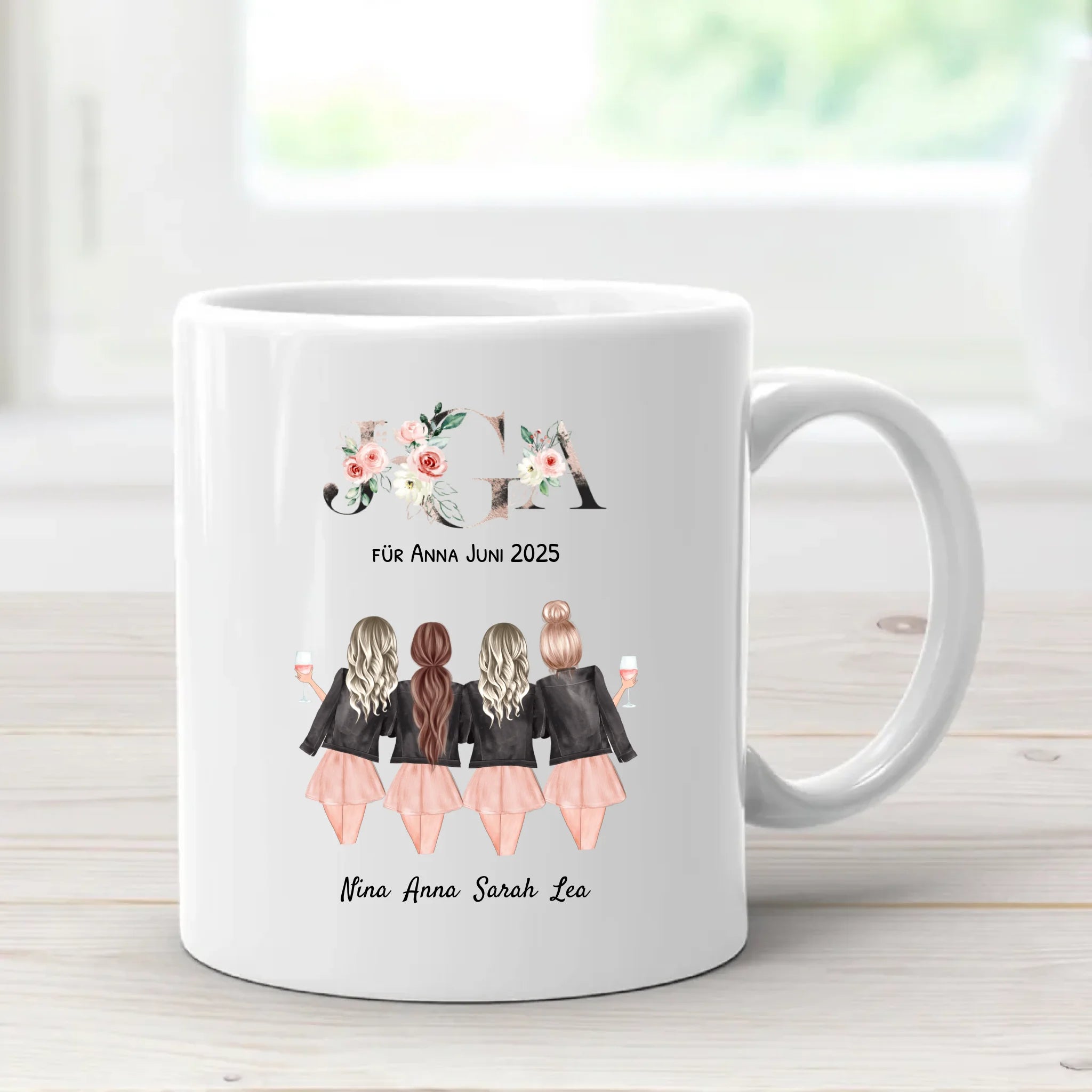 4 beste Freundinnen JGA Tasse Geschenk personalisiert - Cantty