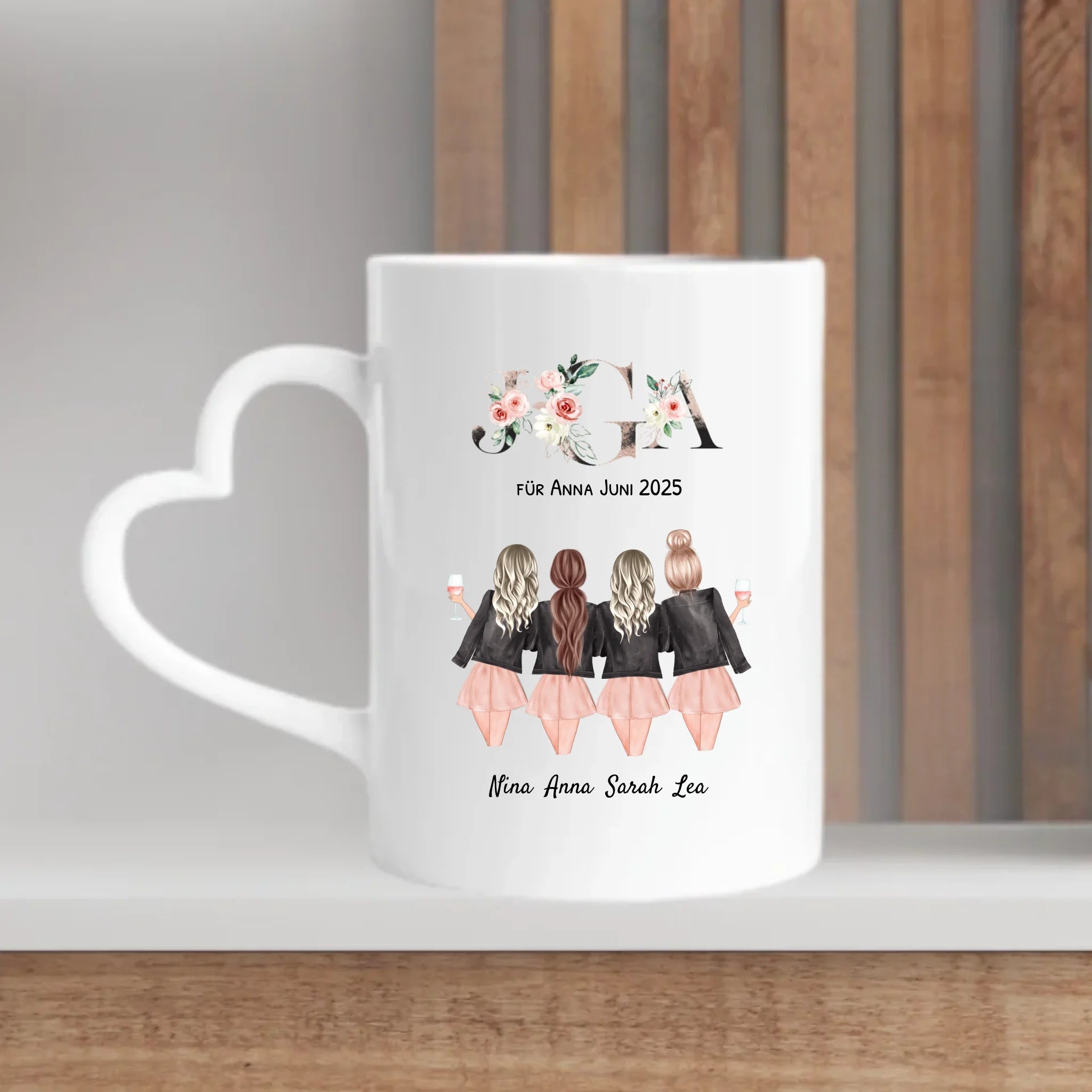 4 beste Freundinnen JGA Tasse Geschenk personalisiert - Cantty