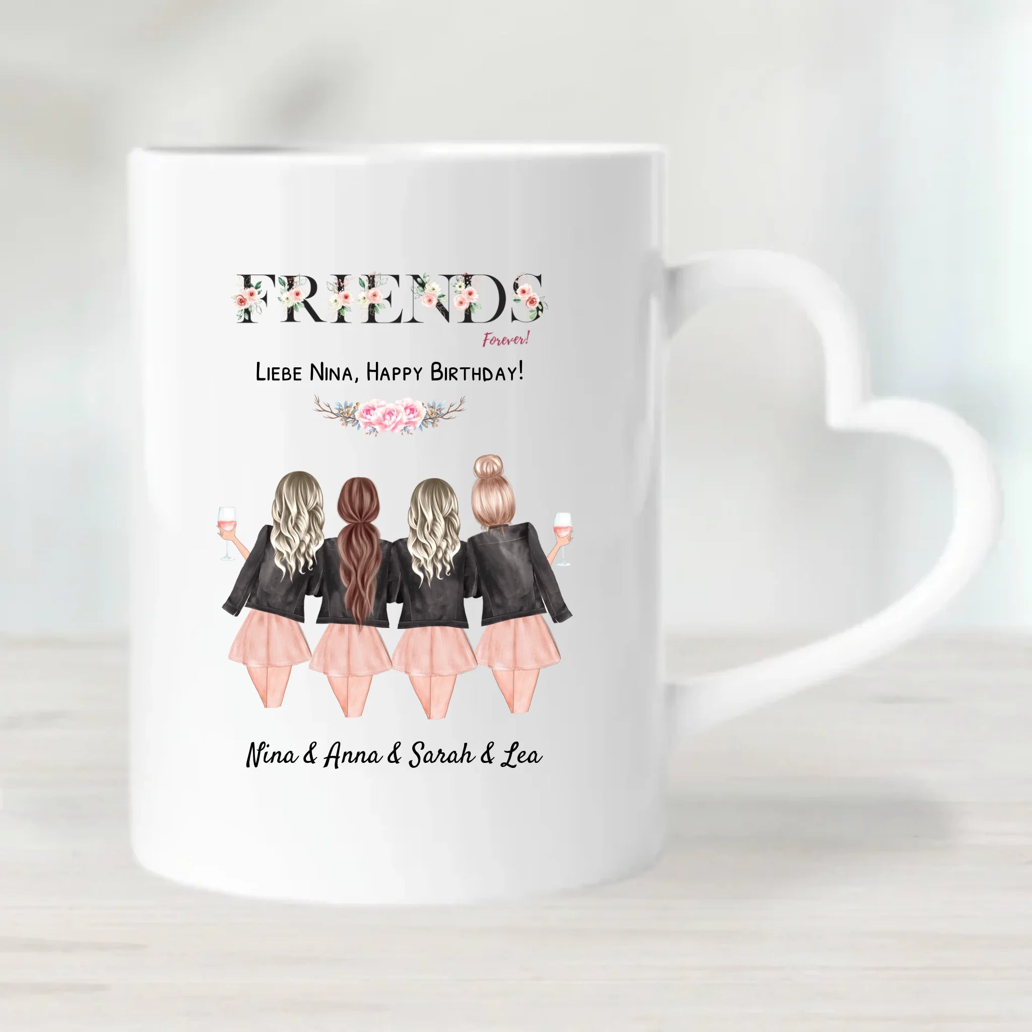 4 Freundin Geschenk Tasse personalisiert Namen Spruch - Cantty