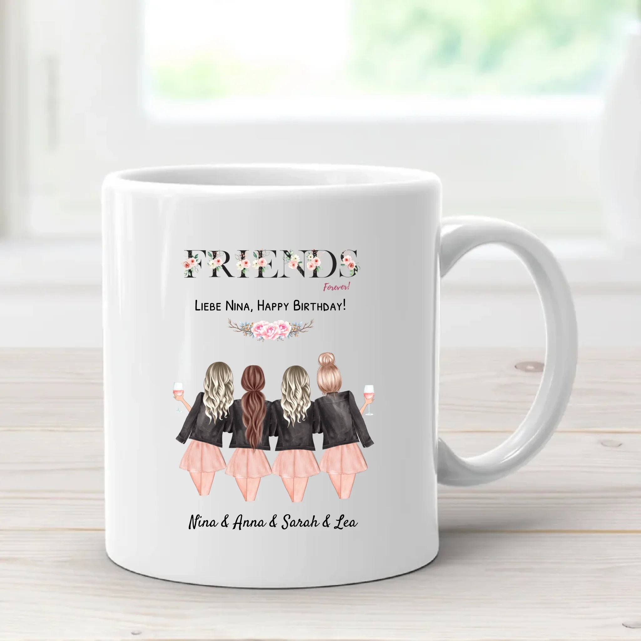 4 Freundin Geschenk Tasse personalisiert Namen Spruch - Cantty