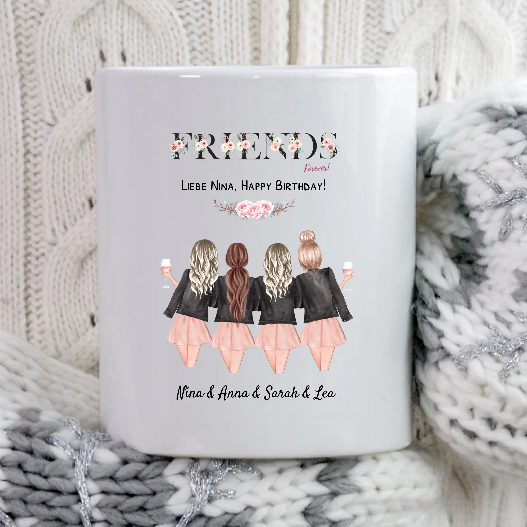 4 Freundin Geschenk Tasse personalisiert Namen Spruch - Cantty