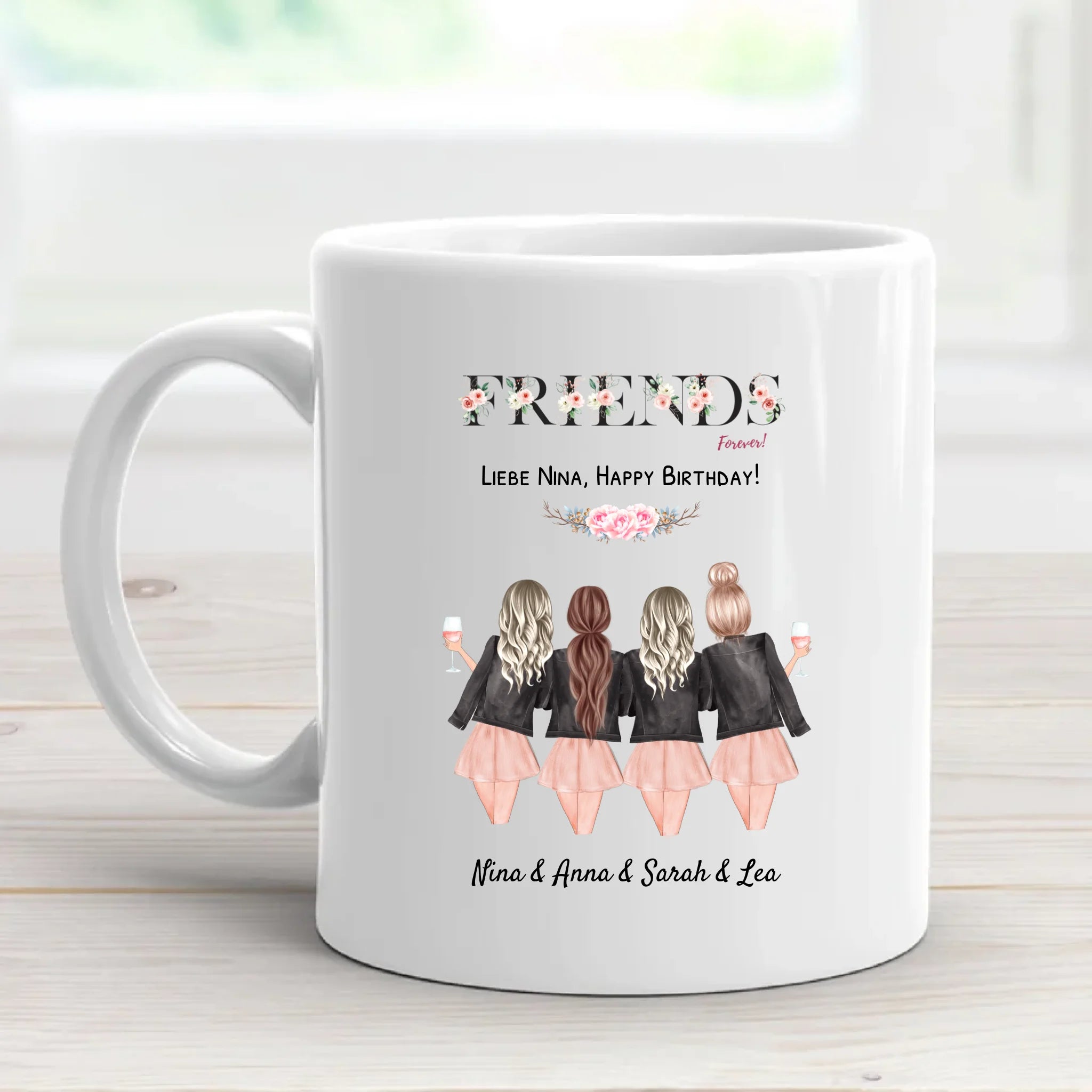 4 Freundin Geschenk Tasse personalisiert Namen Spruch - Cantty