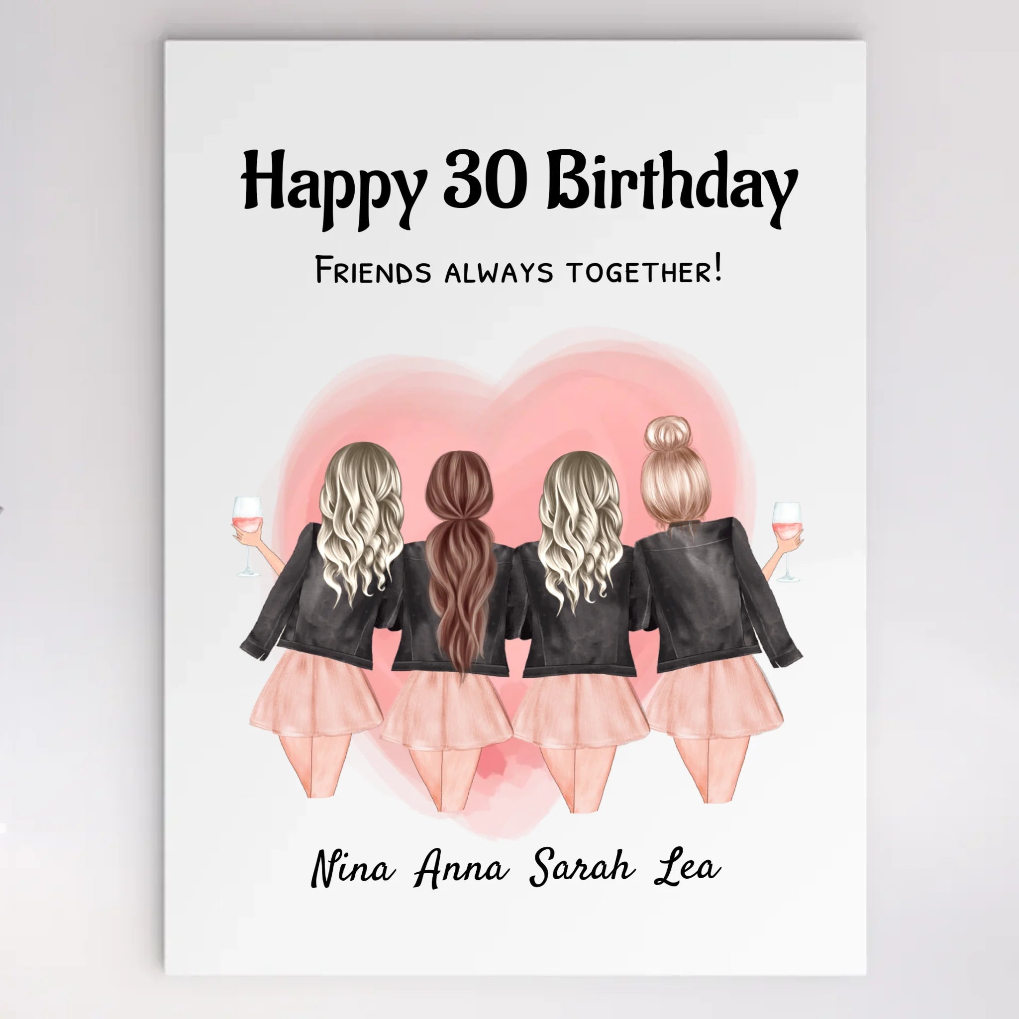 4 Freundinnen Acrylglas Geburtstag Geschenk personalisiert - Cantty