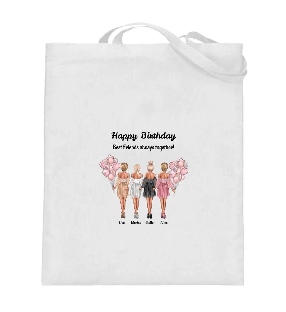 4 Freundinnen Jutebeutel Tasche mit Bild personalisiert - Cantty
