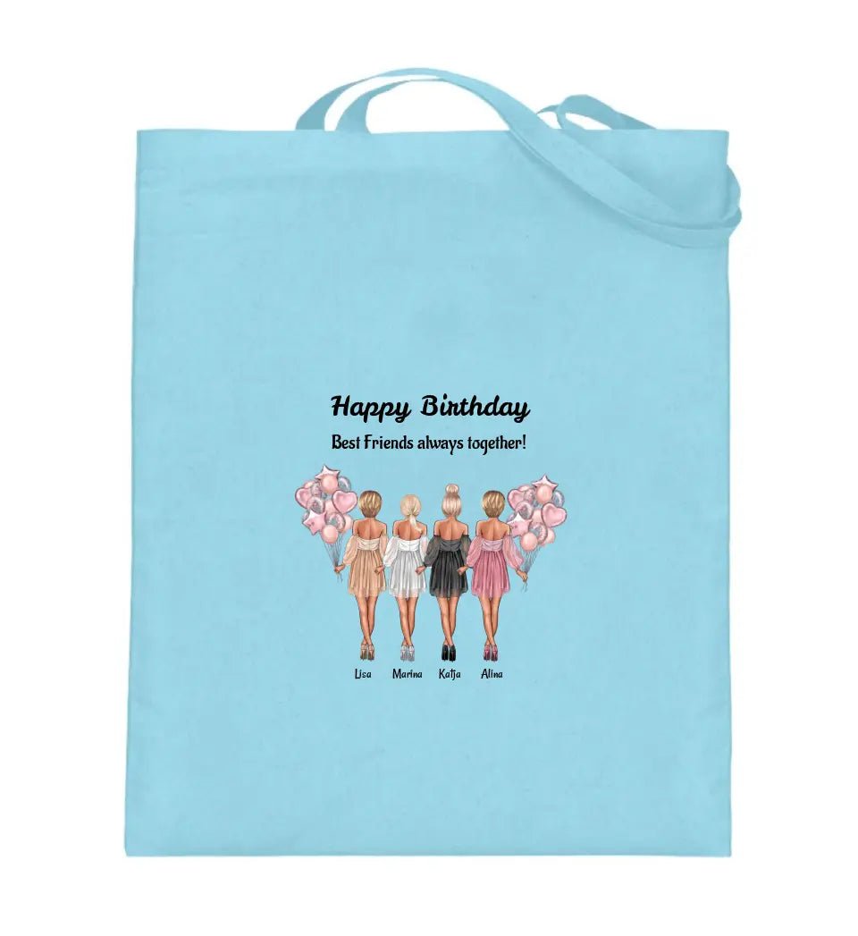 4 Freundinnen Jutebeutel Tasche mit Bild personalisiert - Cantty