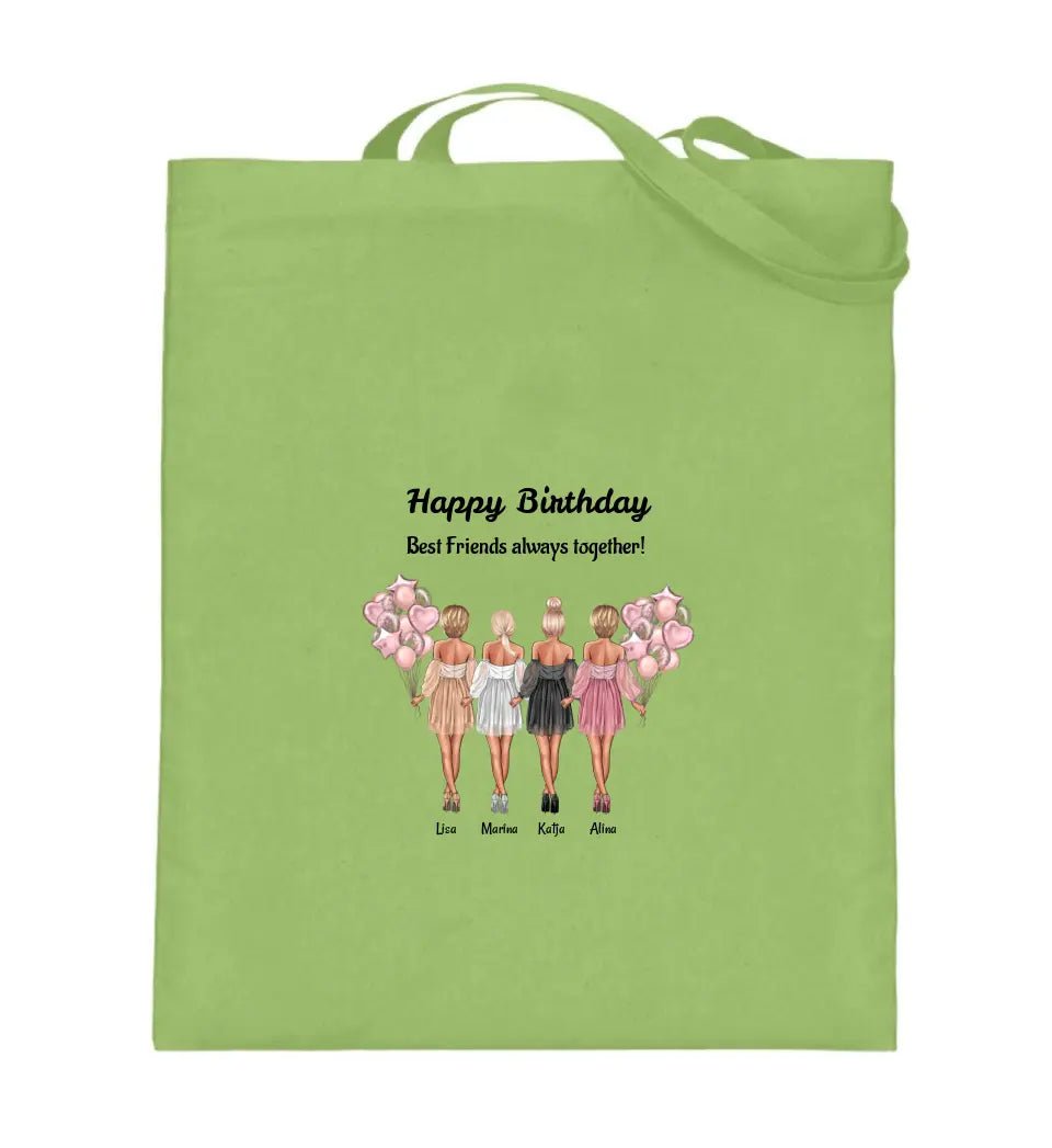 4 Freundinnen Jutebeutel Tasche mit Bild personalisiert - Cantty