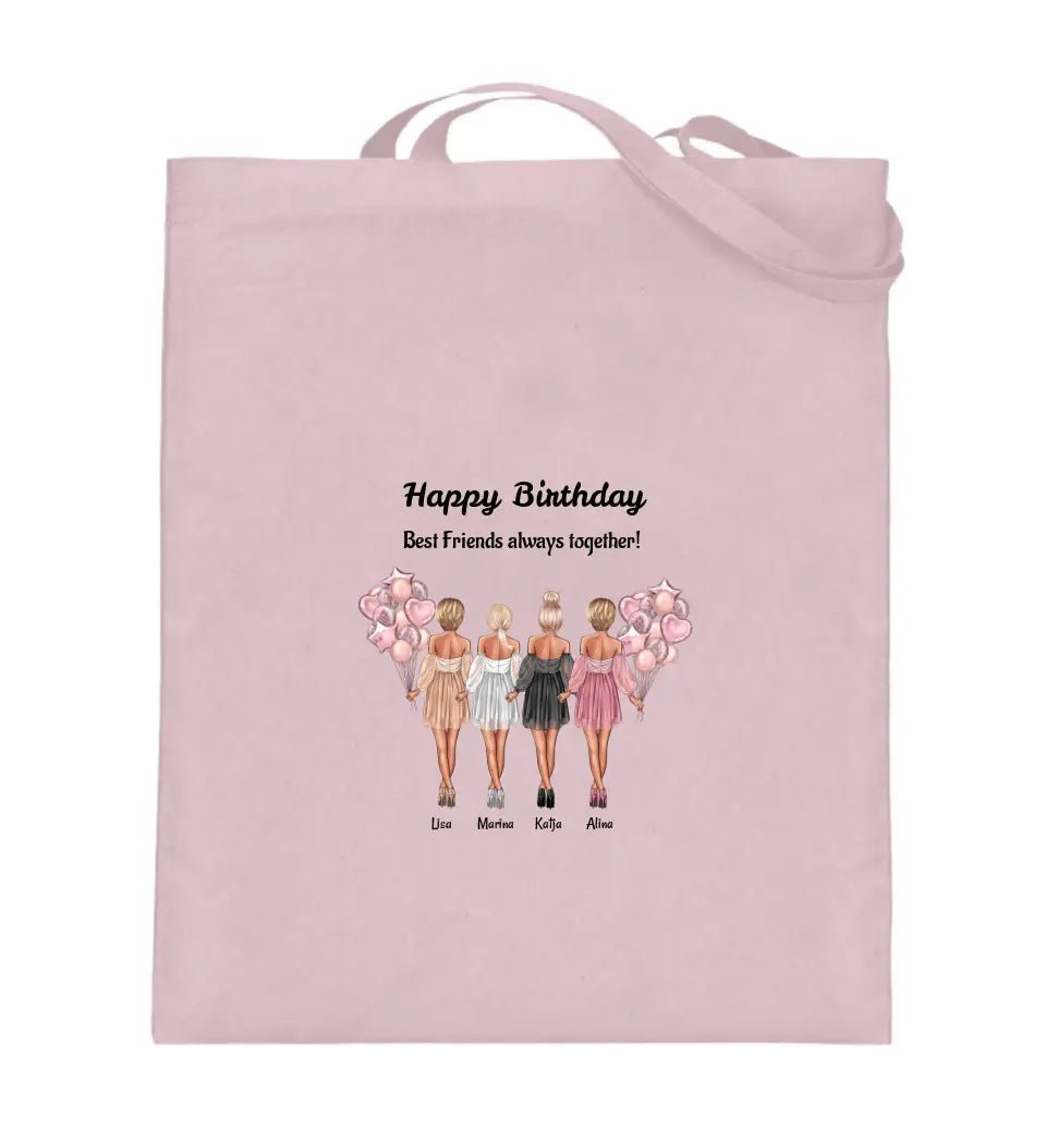 4 Freundinnen Jutebeutel Tasche mit Bild personalisiert - Cantty