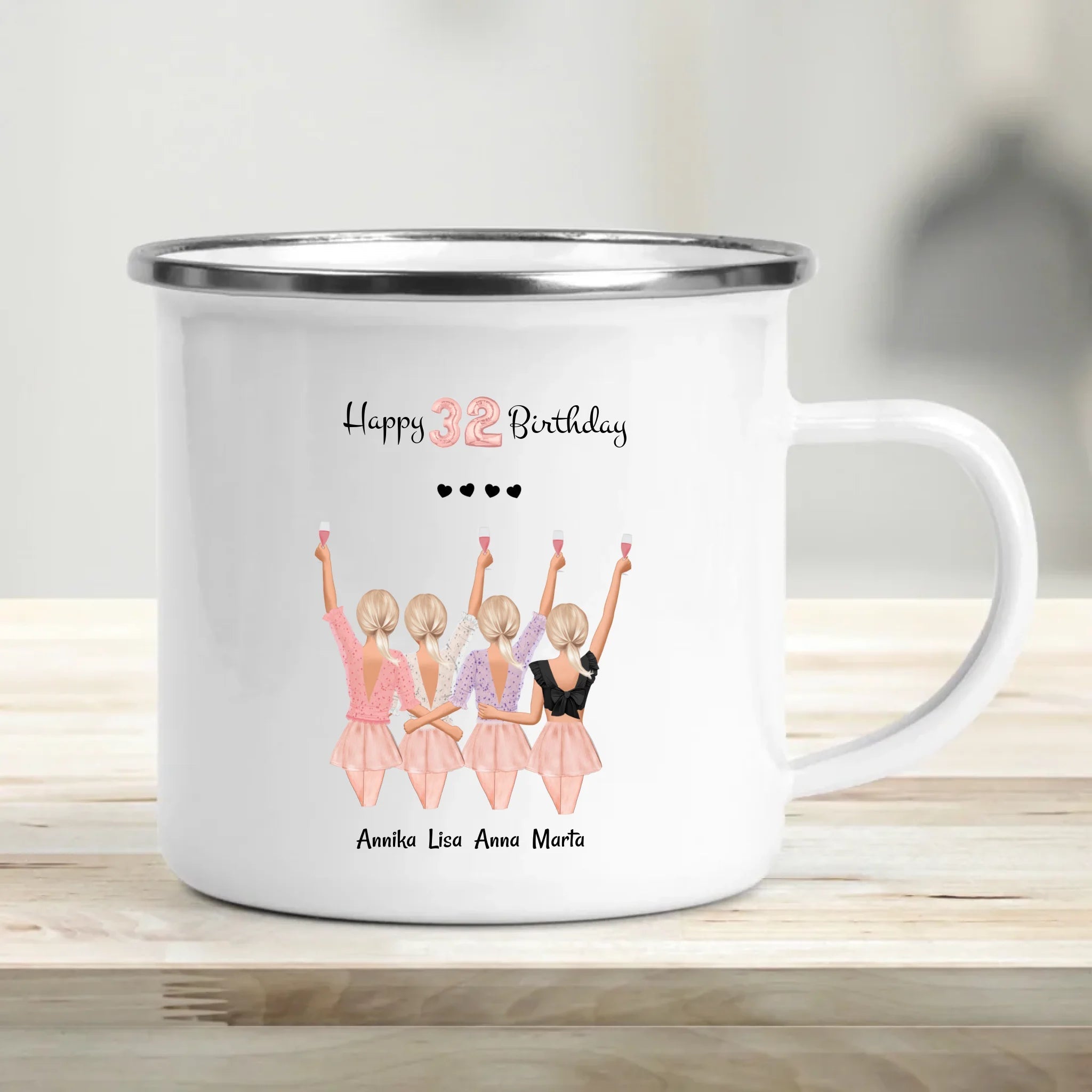 4 Freundinnen Tasse personalisiert Geschenk zum Geburtstag - Cantty