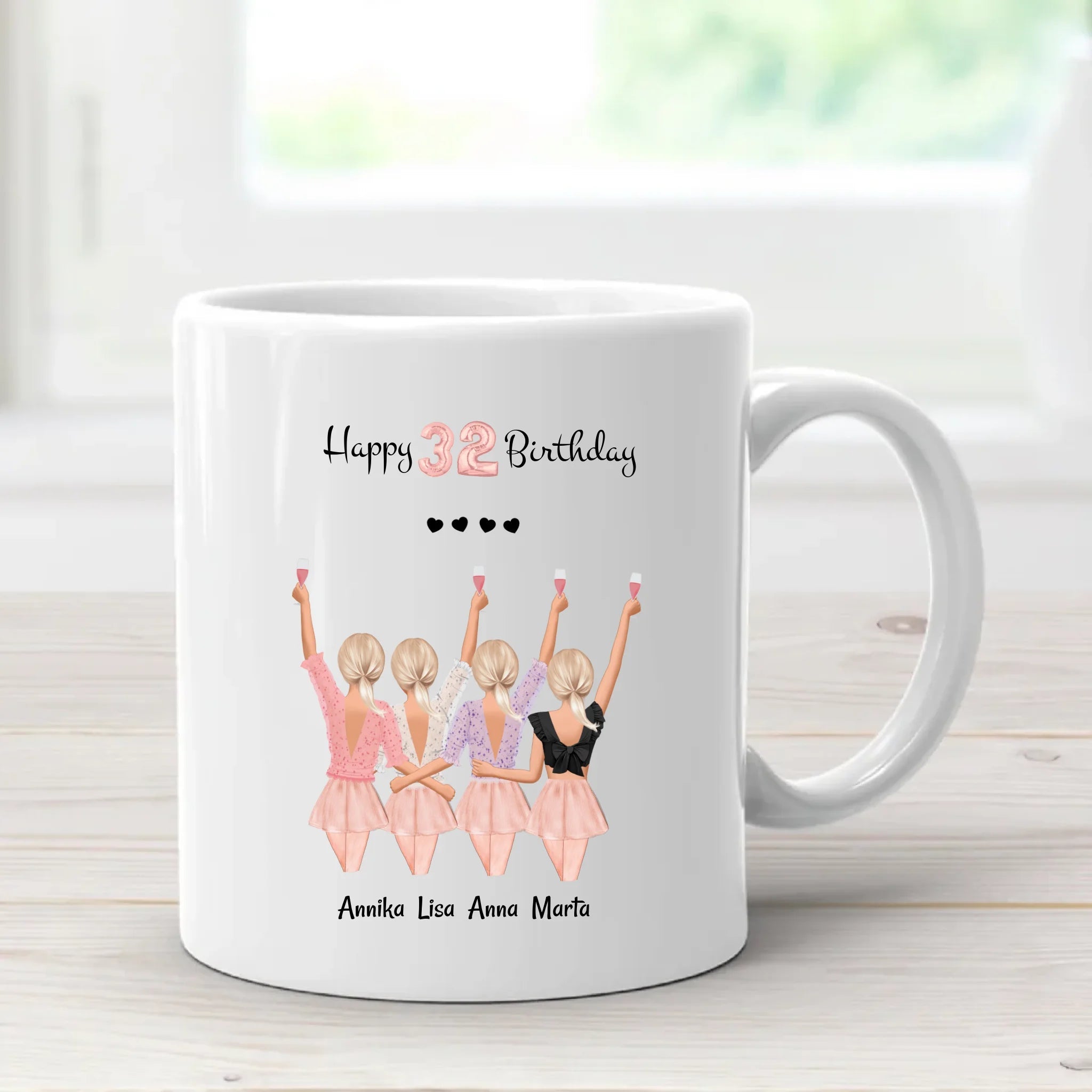 4 Freundinnen Tasse personalisiert Geschenk zum Geburtstag - Cantty