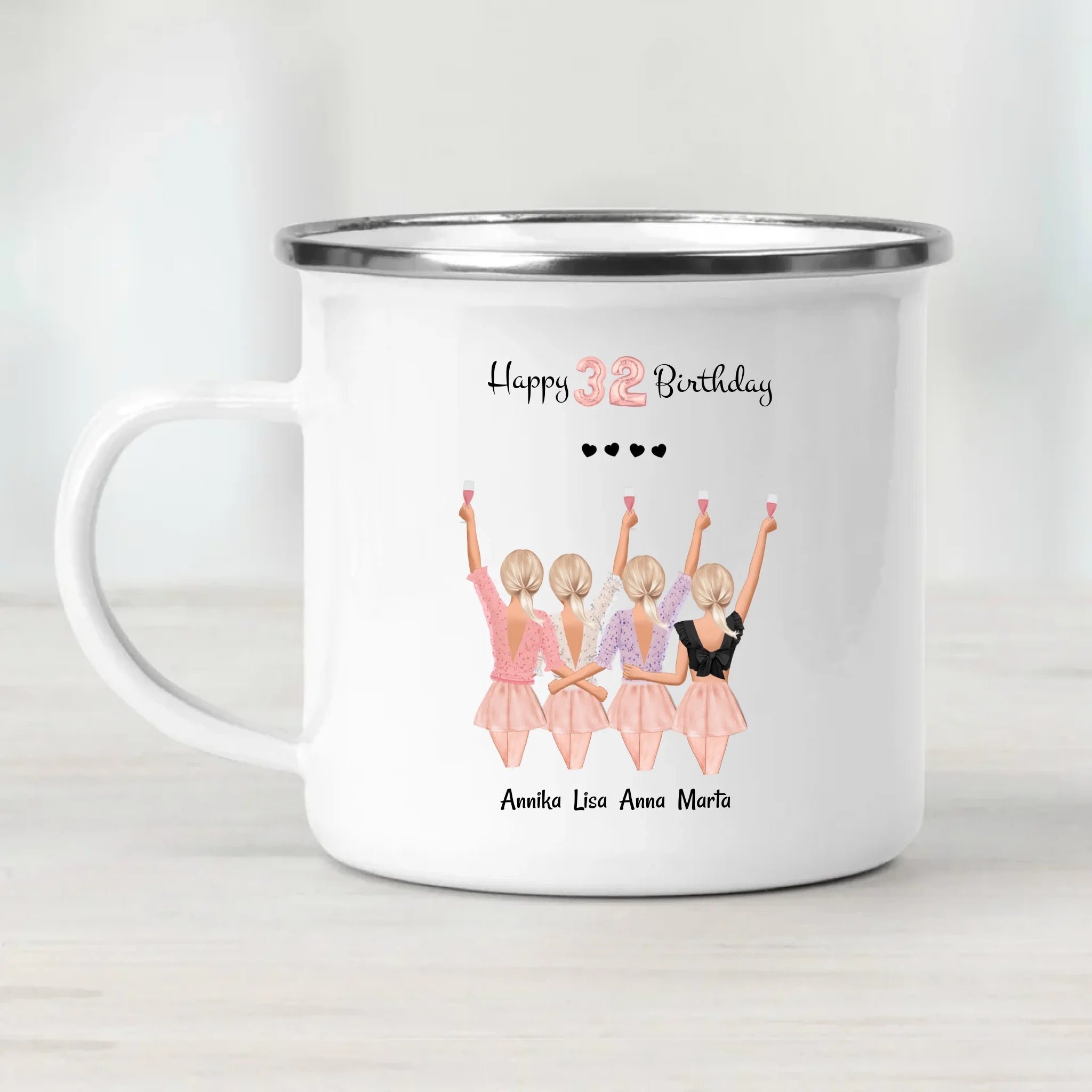 4 Freundinnen Tasse personalisiert Geschenk zum Geburtstag - Cantty