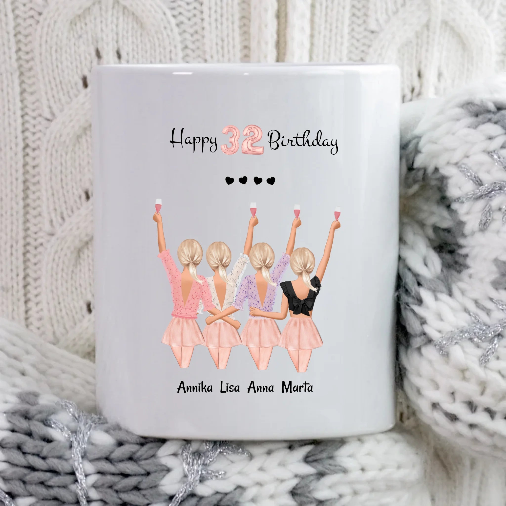 4 Freundinnen Tasse personalisiert Geschenk zum Geburtstag - Cantty